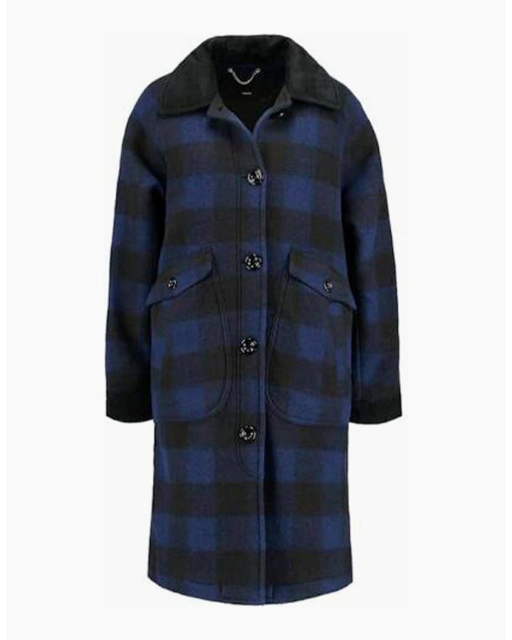 DIESEL Blue W-Dana Waistcoat Single Breasted Trench Xxs L Buffalo Check