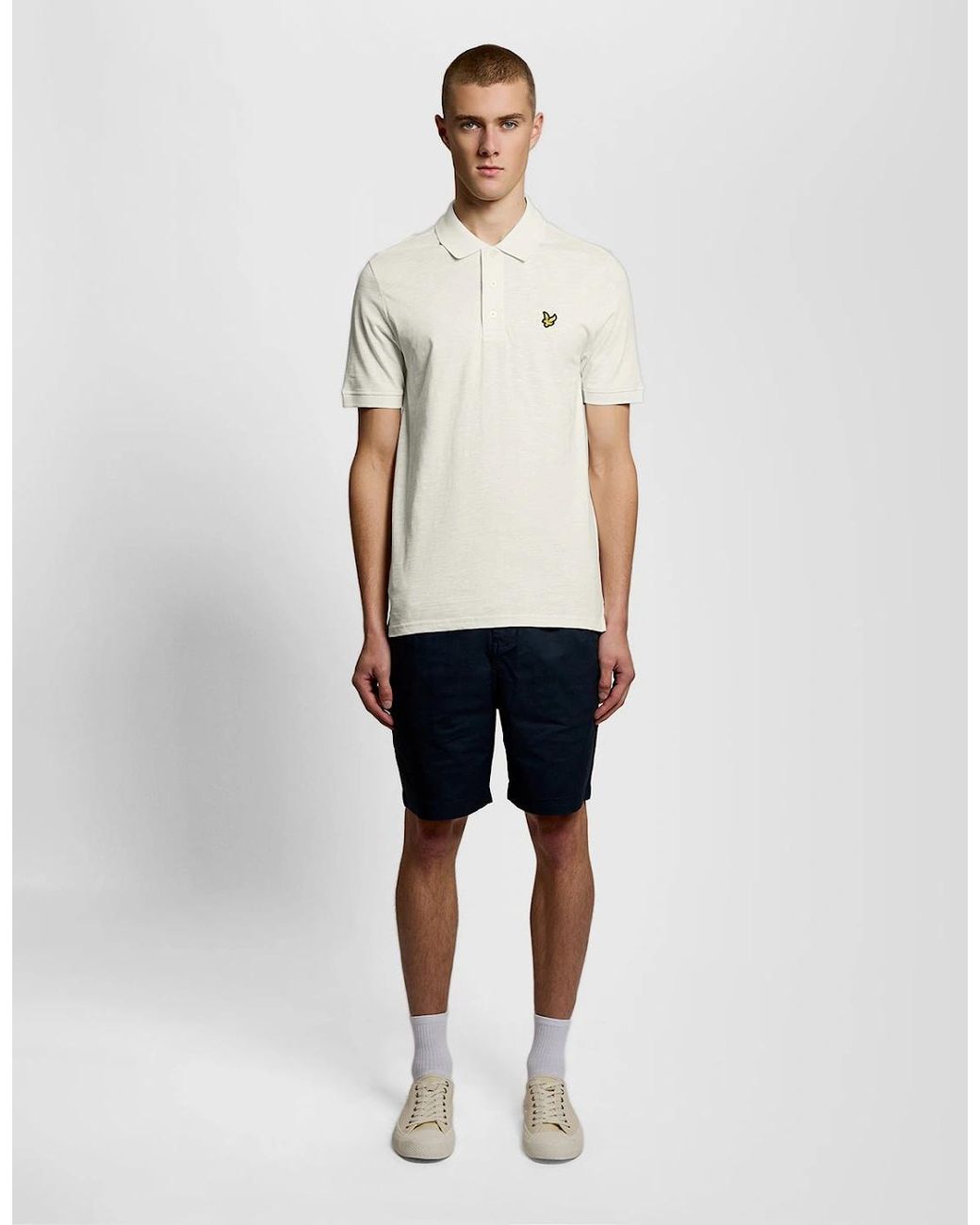 Lyle & Scott White Fine Cotton Slub Polo Shirt for men