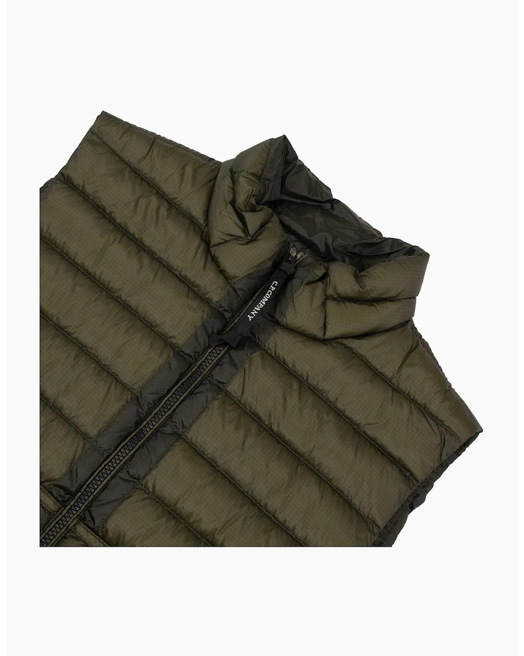 C P Company Green D.D. Shell Down Lens Gilet Khaki 683 for men