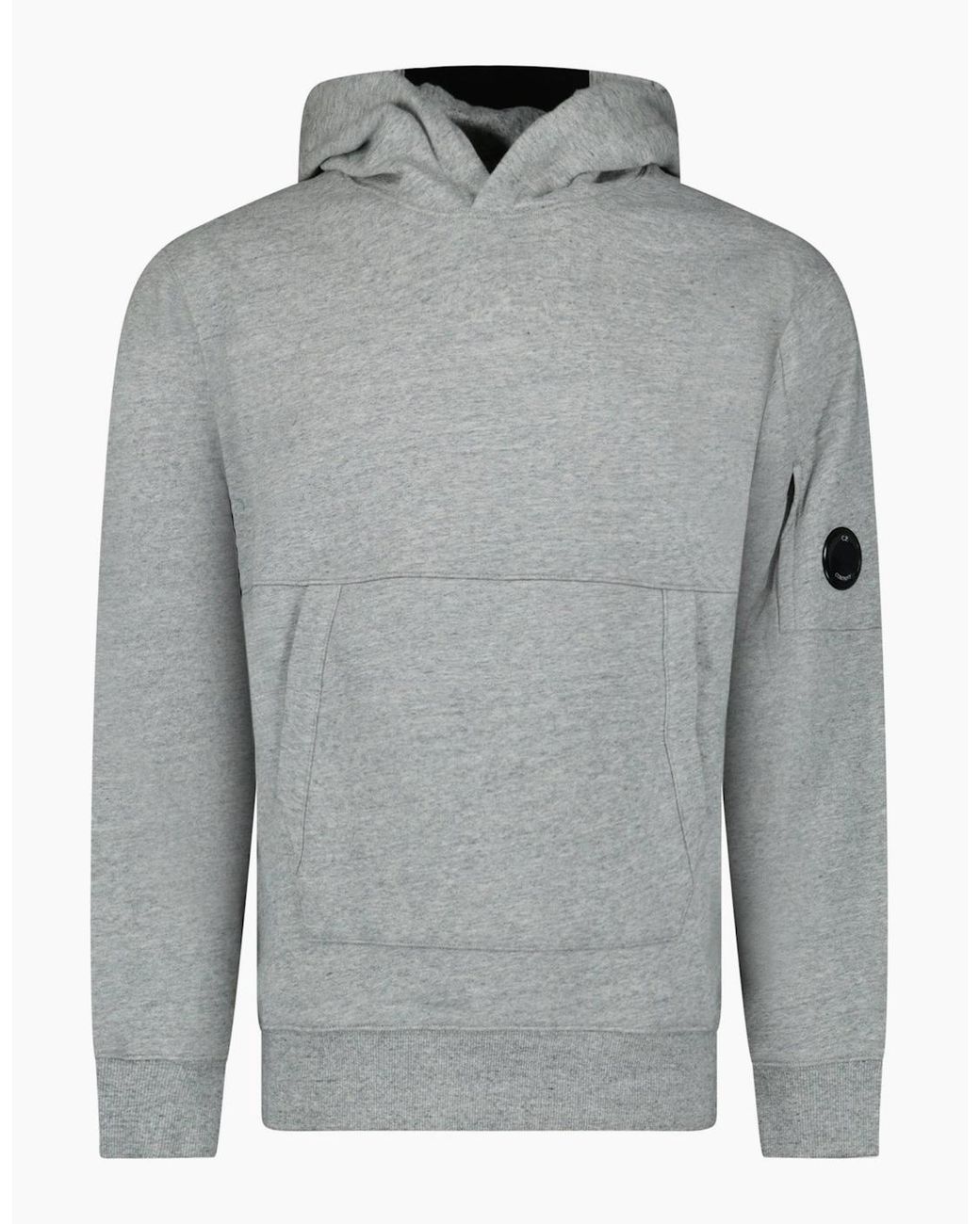 C P Company Gray Micro Lens Diagonal Raised Hoodie Stone for men