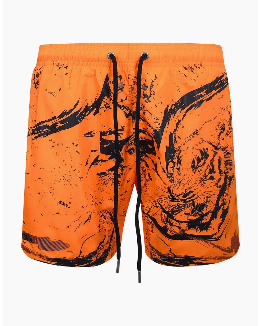 Philipp Plein Orange Plein Sport Water Tiger Logo Medium Boardshort Swim Shorts