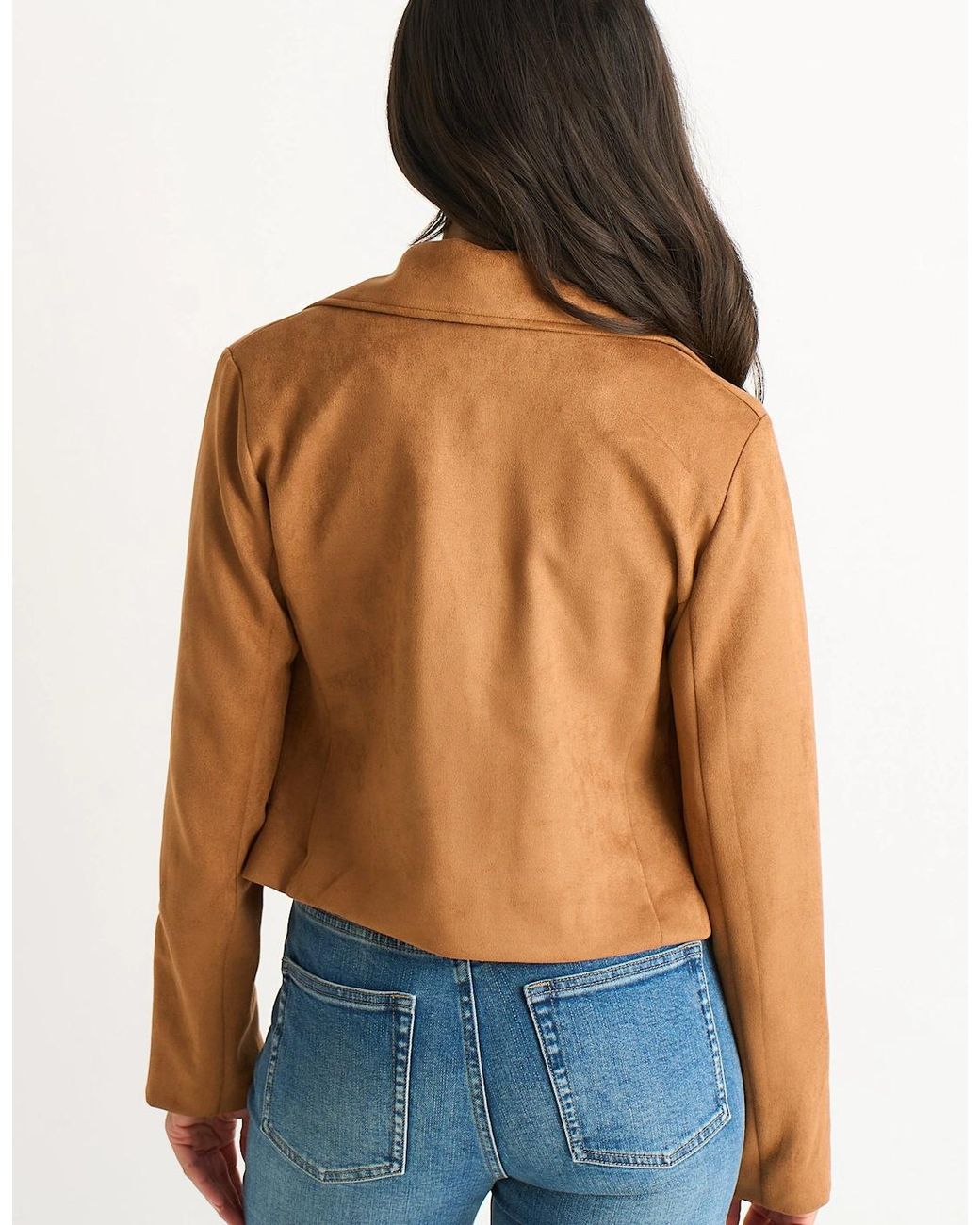 Gini London Blue Faux Suede Biker Jacket