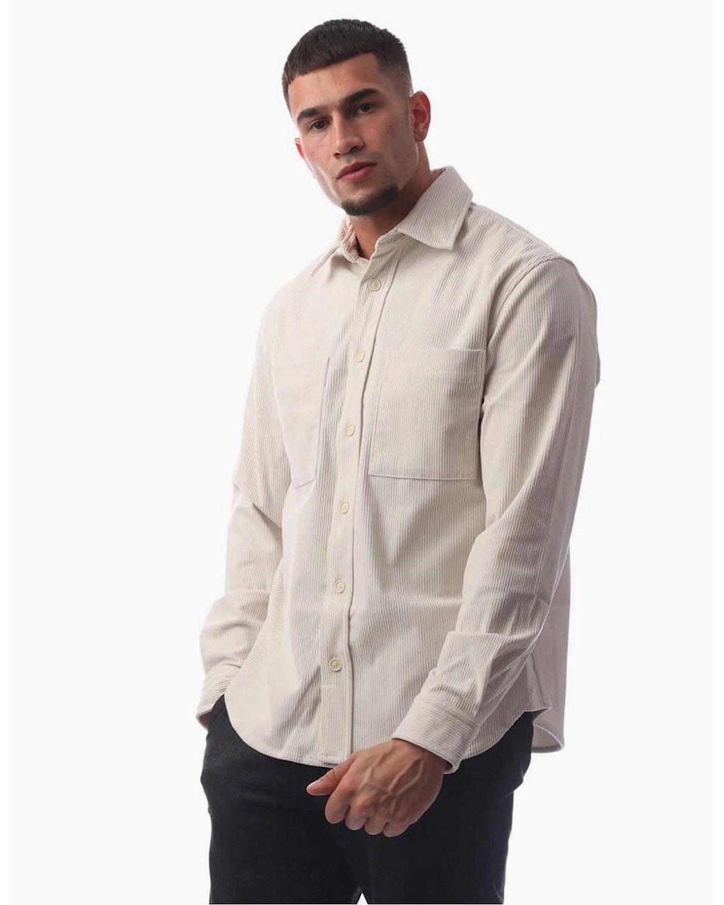 Boss Gray Collared Neck Long Sleeve Regular Fit Shirt for men