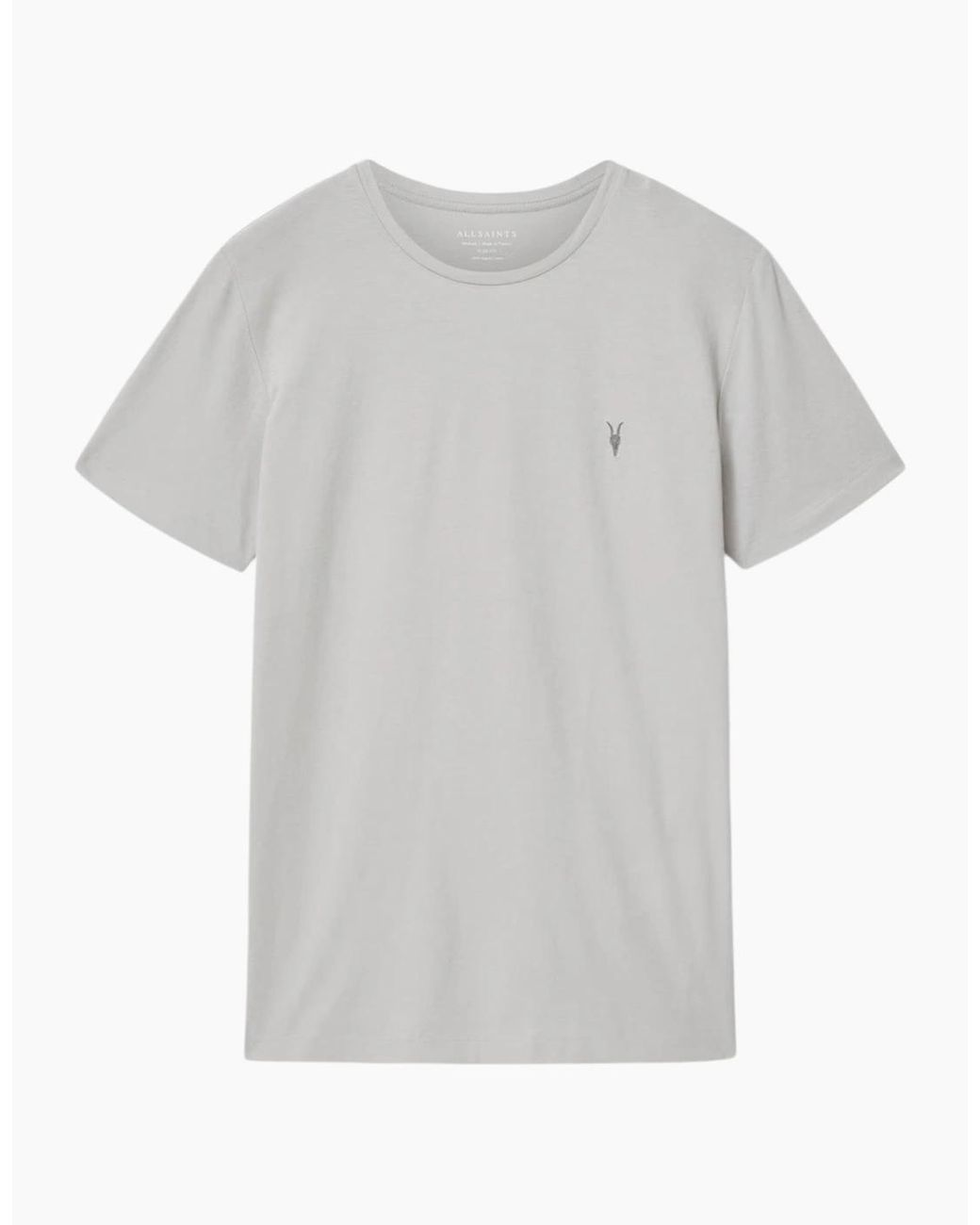 AllSaints White T Shirts Lycra Stretch Cotton Crew Neck Short Sleeve Summer Tee for men