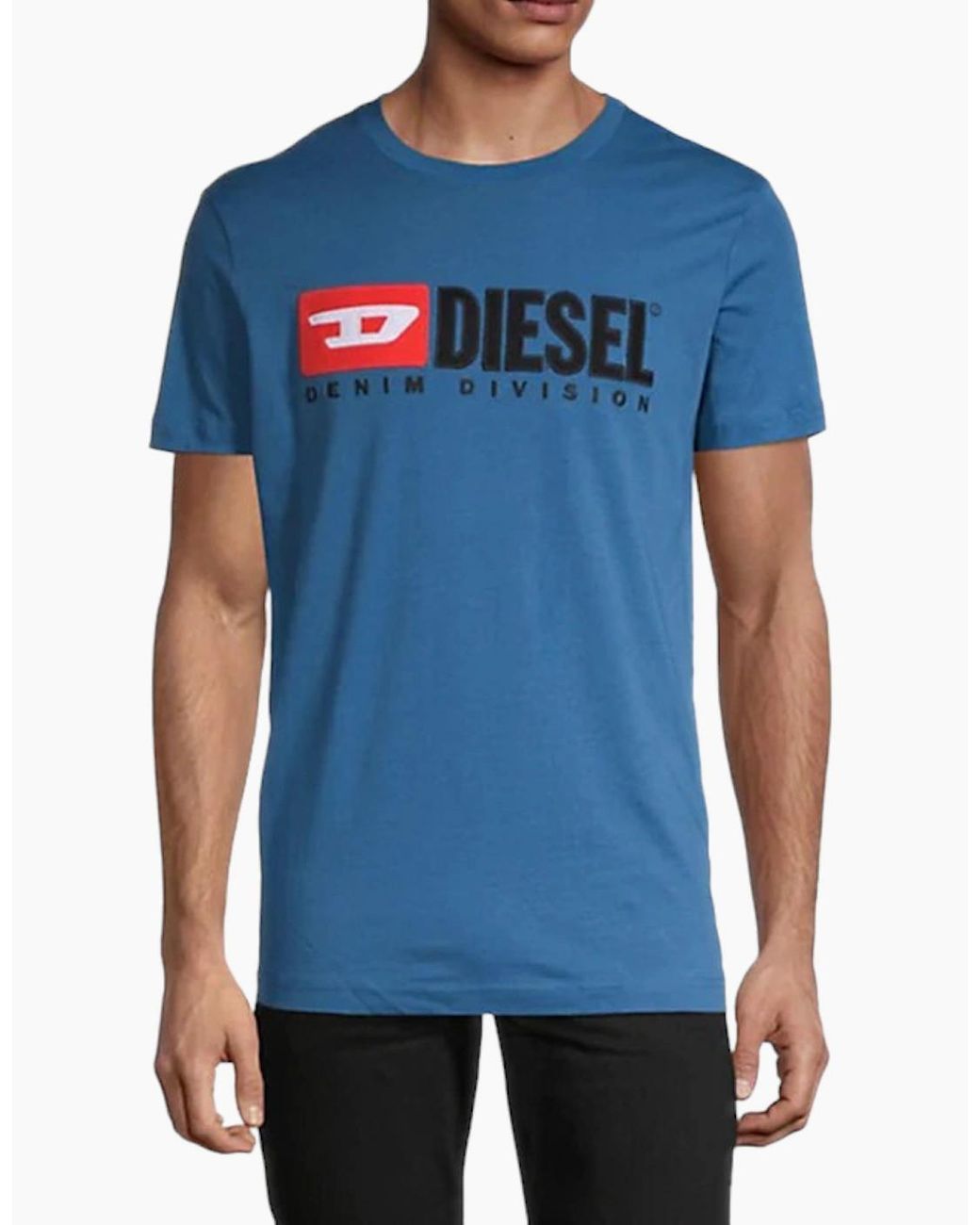 DIESEL Blue T Diego Division T Shirt Short Sleeve Tee Casual Cotton Summer Top for men