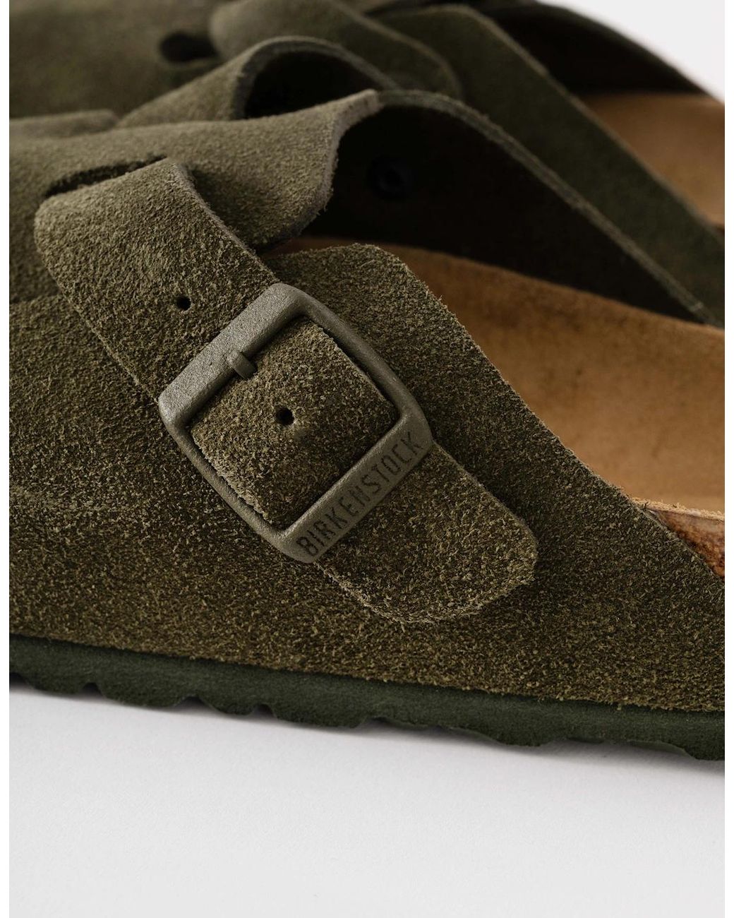 Birkenstock Boston Green Suede Leather Clogs