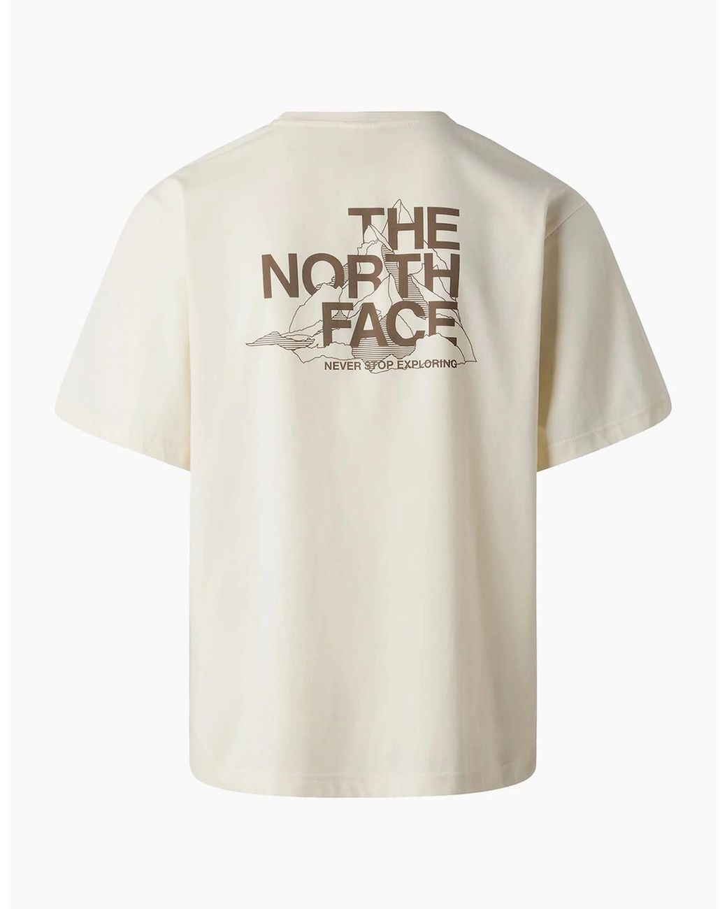 The North Face White T Shirts Mountain Sketch Print Short Sleeve Crew Neck Tee for men