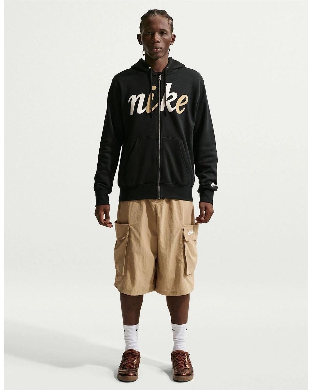 Nike Black Sportswear Club Fleece Full-Zip Hoodie for men