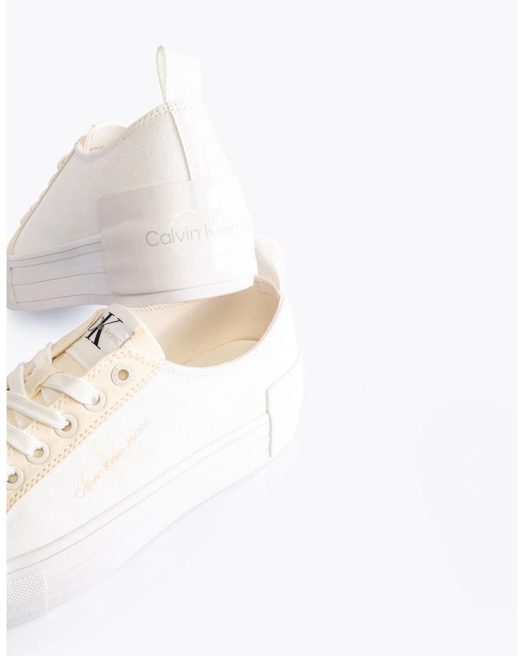 Calvin Klein White Bold Vulcanised Trainers Creamy//Whisper