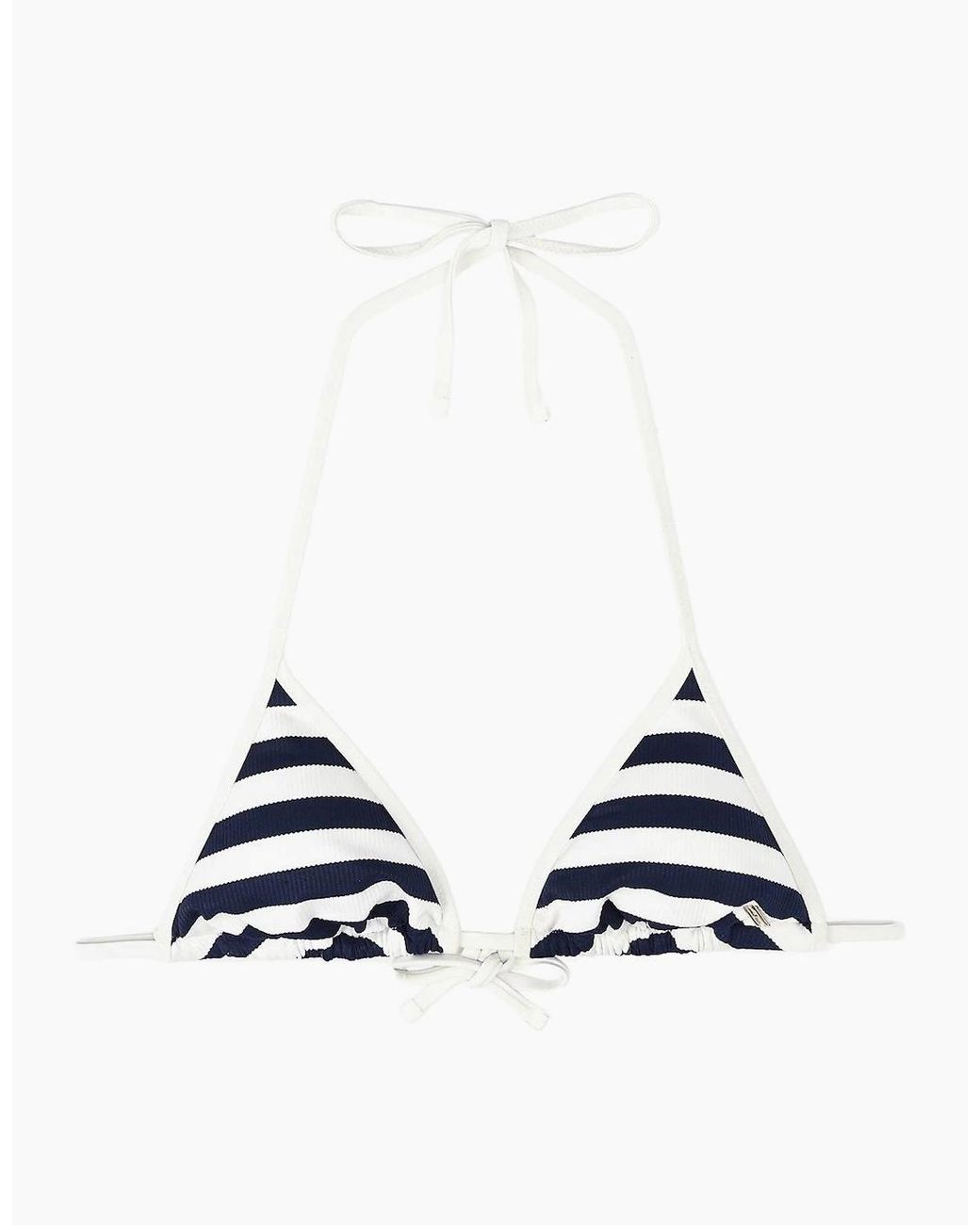 Tommy Hilfiger Blue Nautical Stripe Ribbed Triangle Bikini Top, /Ivory