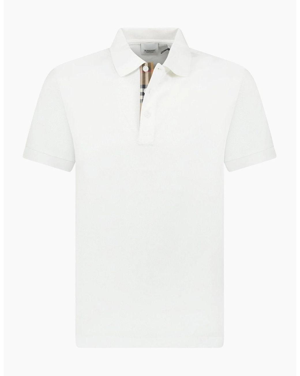 Burberry White 'Hartford' Check Placket Polo for men
