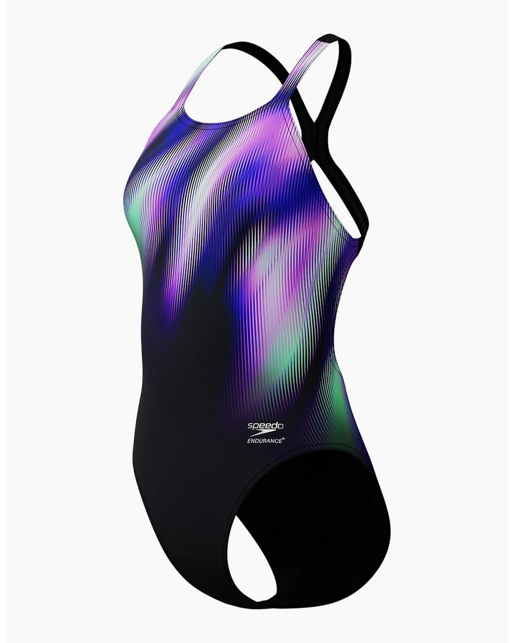 Speedo Blue Ladies Placement Printed Powerback One Piece Swimsuit