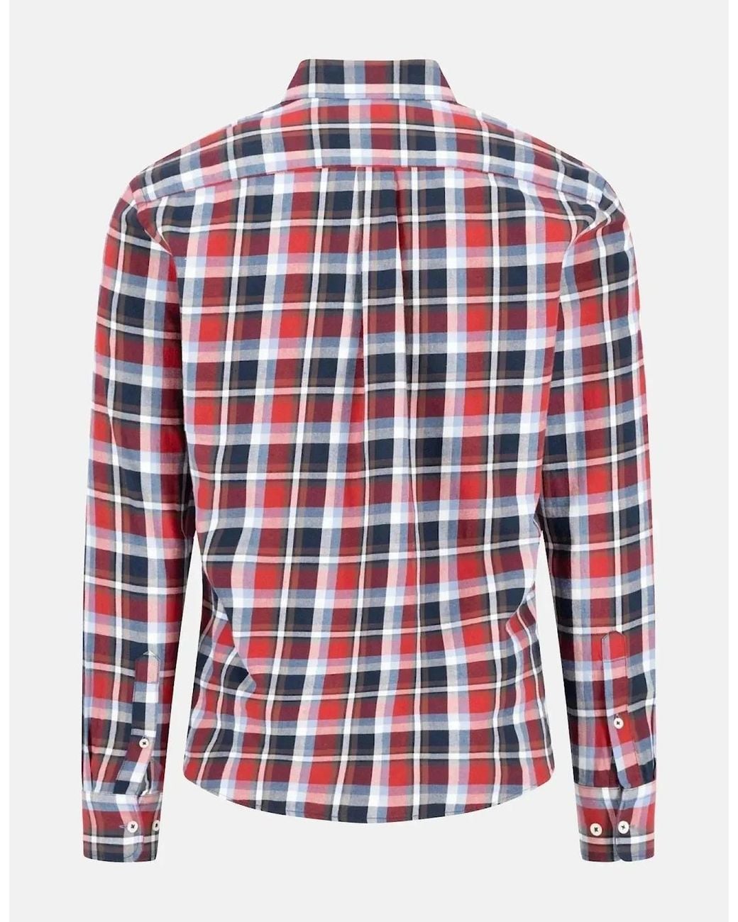 Fynch-Hatton Red Multicolour Flannel Check Shirt Garnet for men