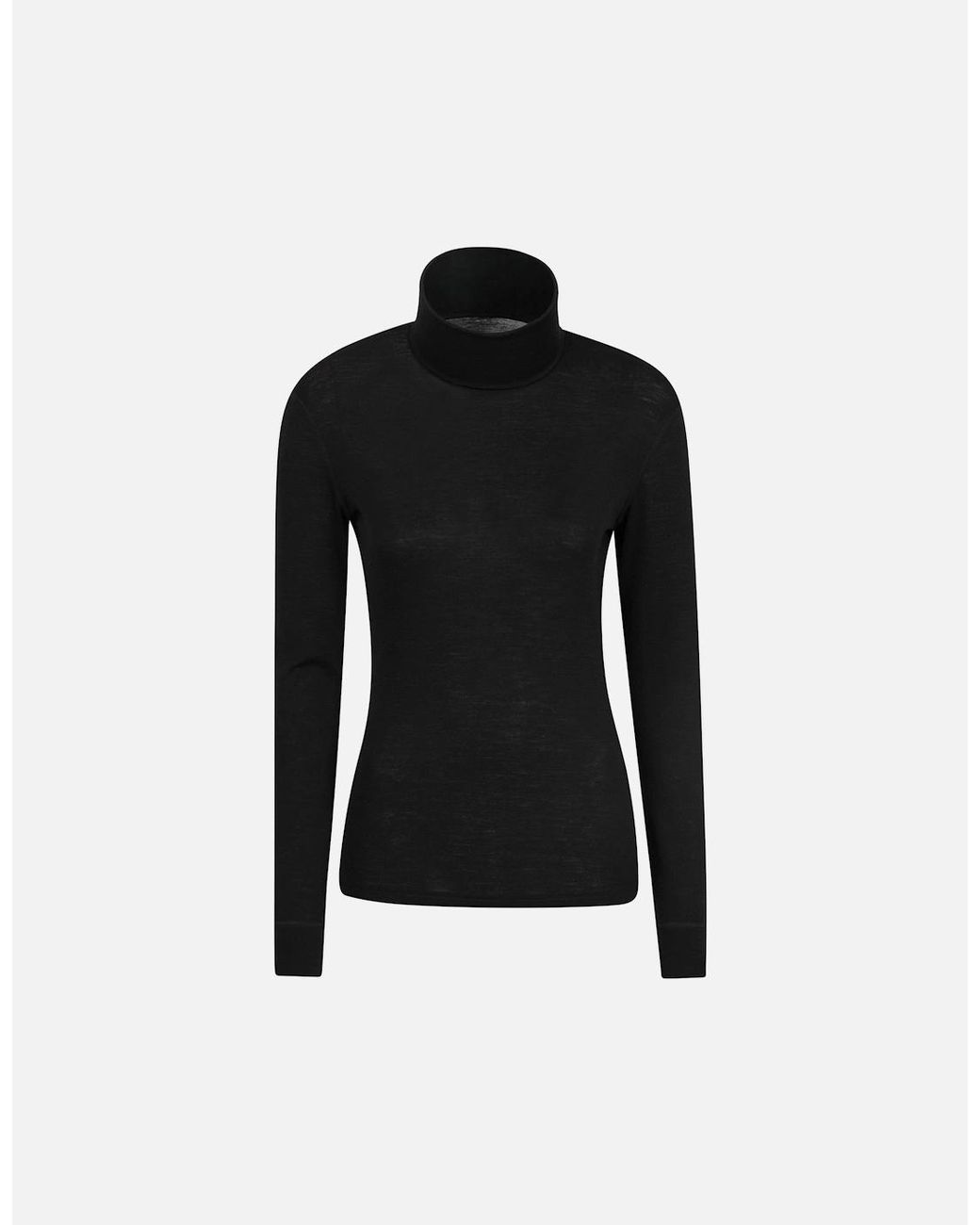 Mountain Warehouse Black Ladies Merino Wool Roll Neck Base Layer Top