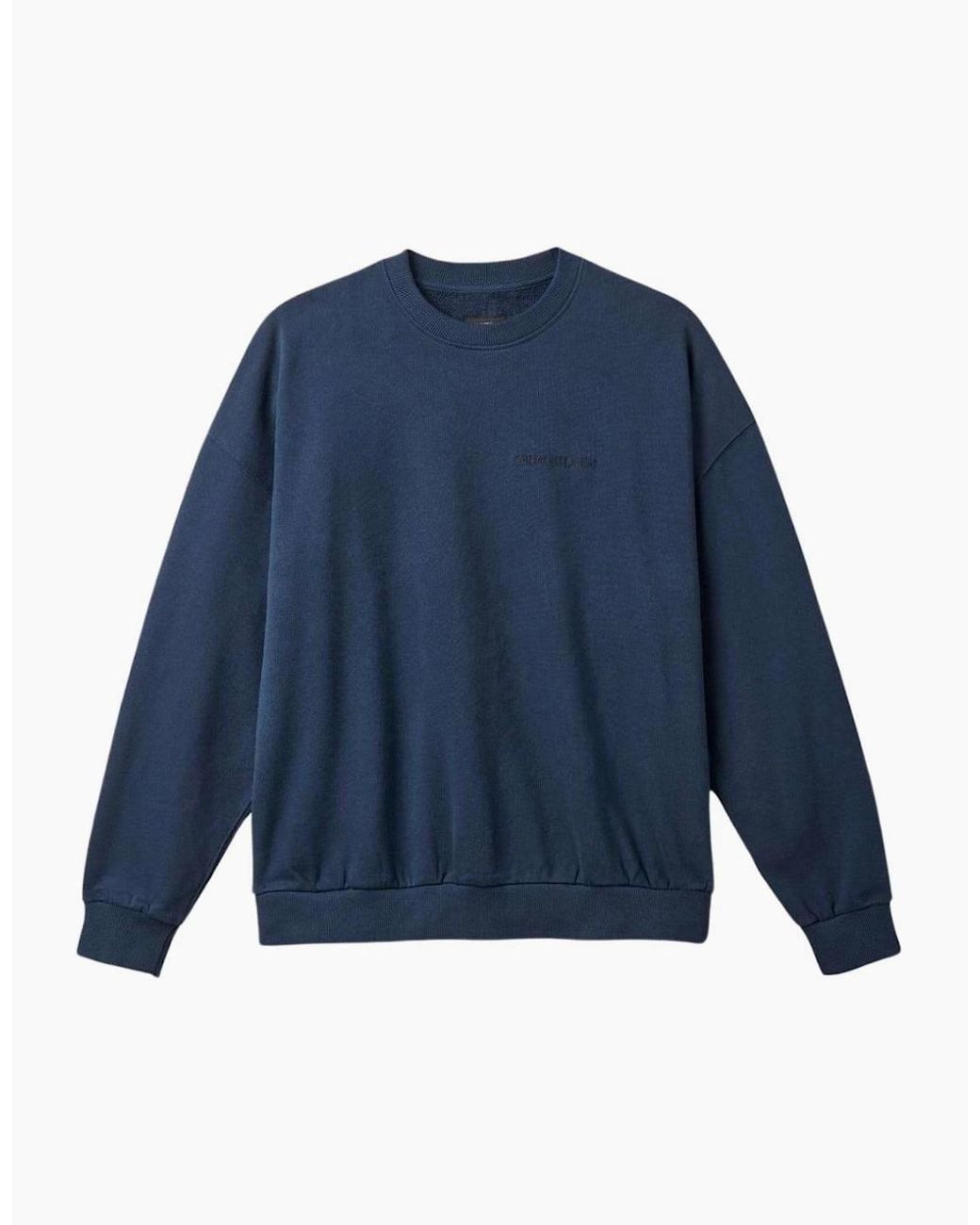 Brixton Blue Embroidered Heavyweight Crewneck Sweatshirt for men
