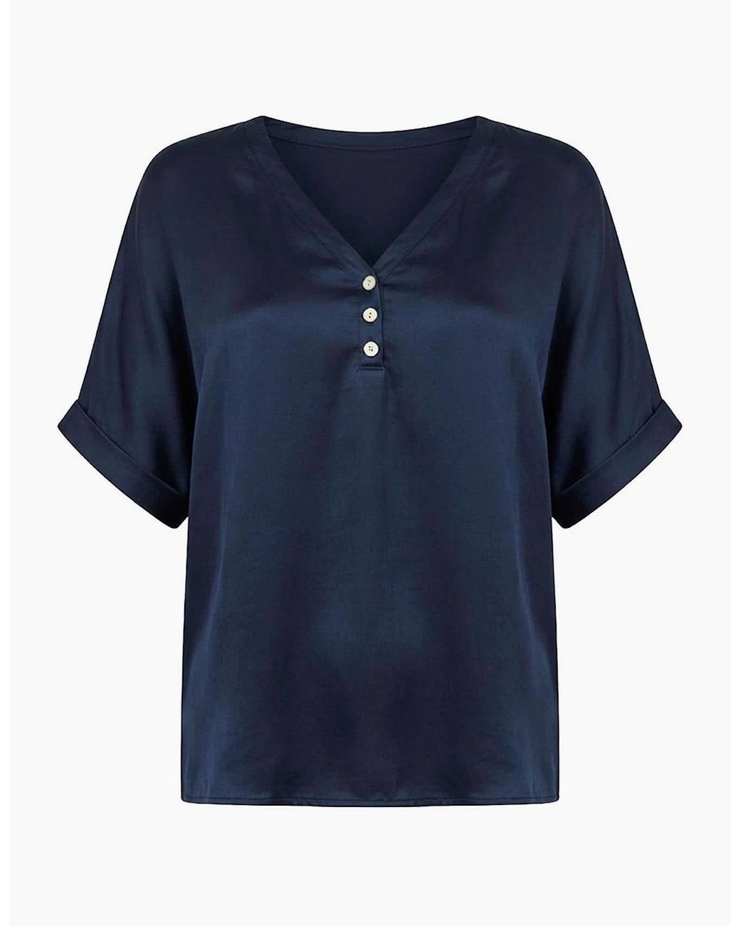 James Lakeland Blue Button Detail Relaxed Fit Top