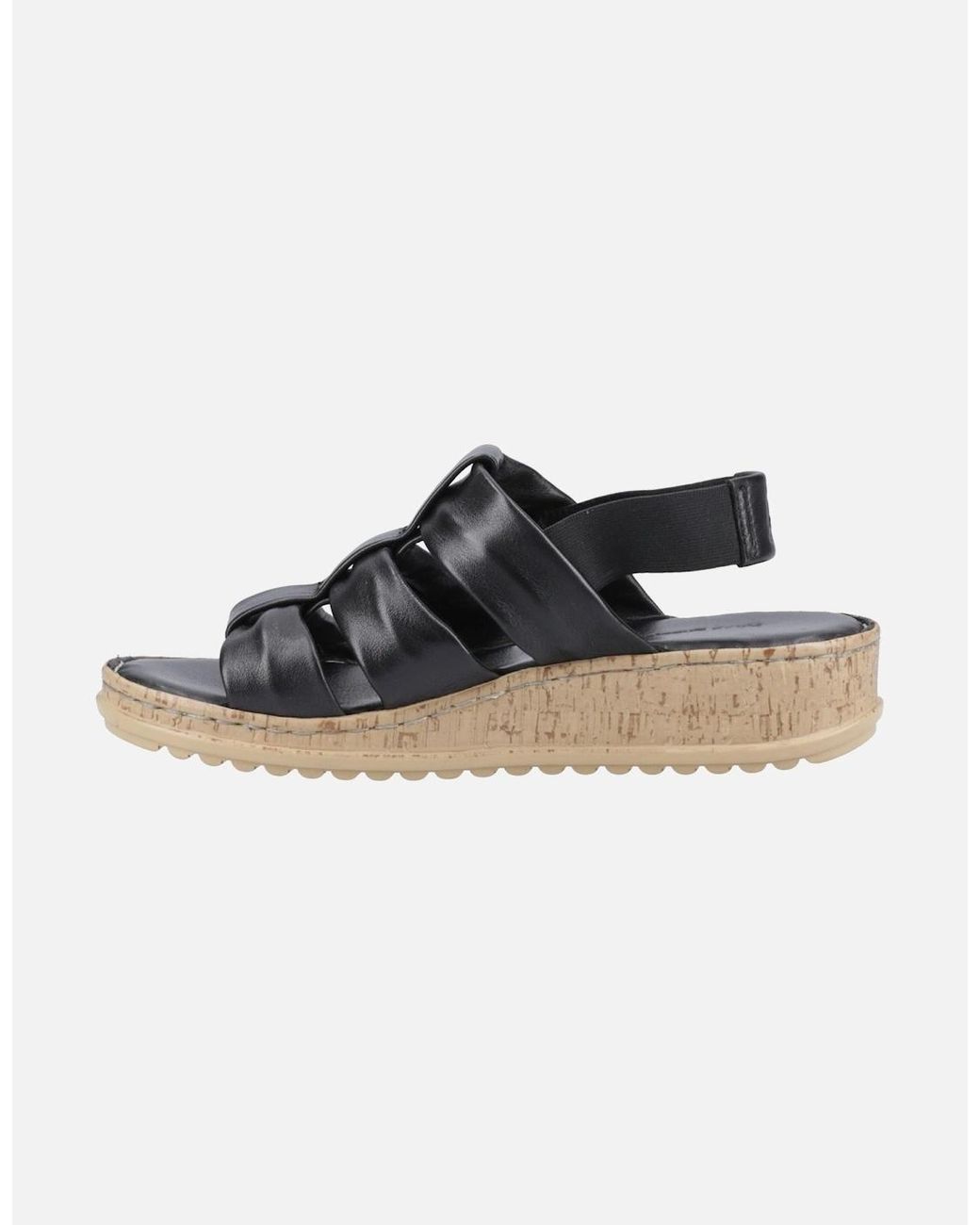 Hush Puppies Black Eden Wide Fit Leather Sandals