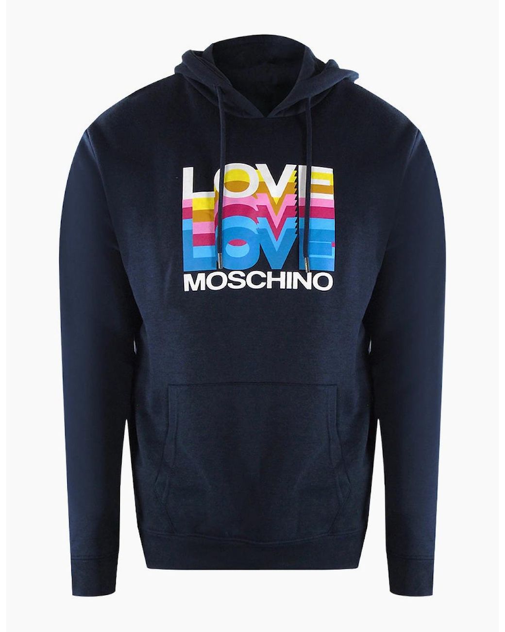 Love Moschino Blue Multi Logo Hoodie for men