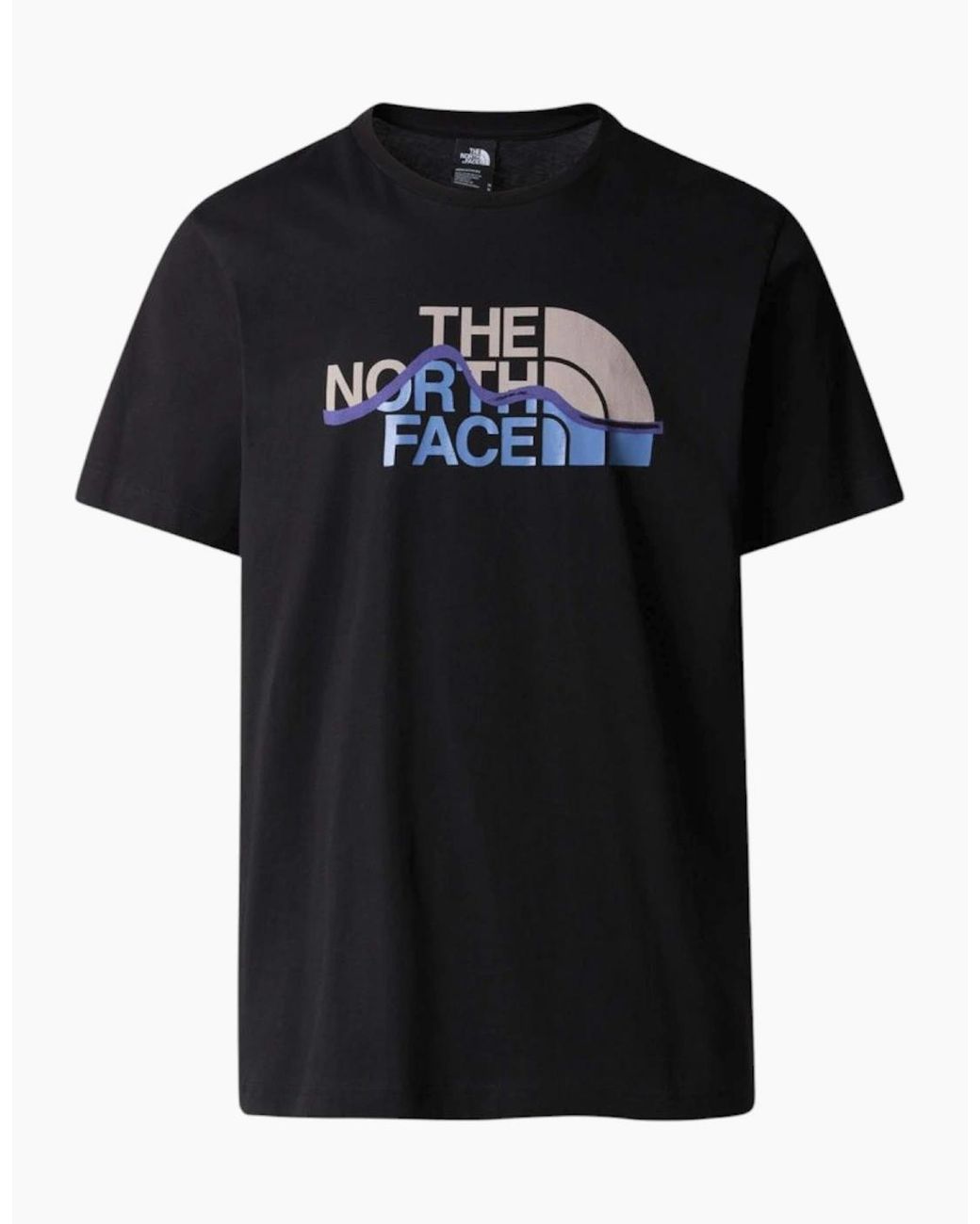 The North Face Black T Shirts Ss Mountain Line Tee Cotton Summer Crew Neck Tops for men