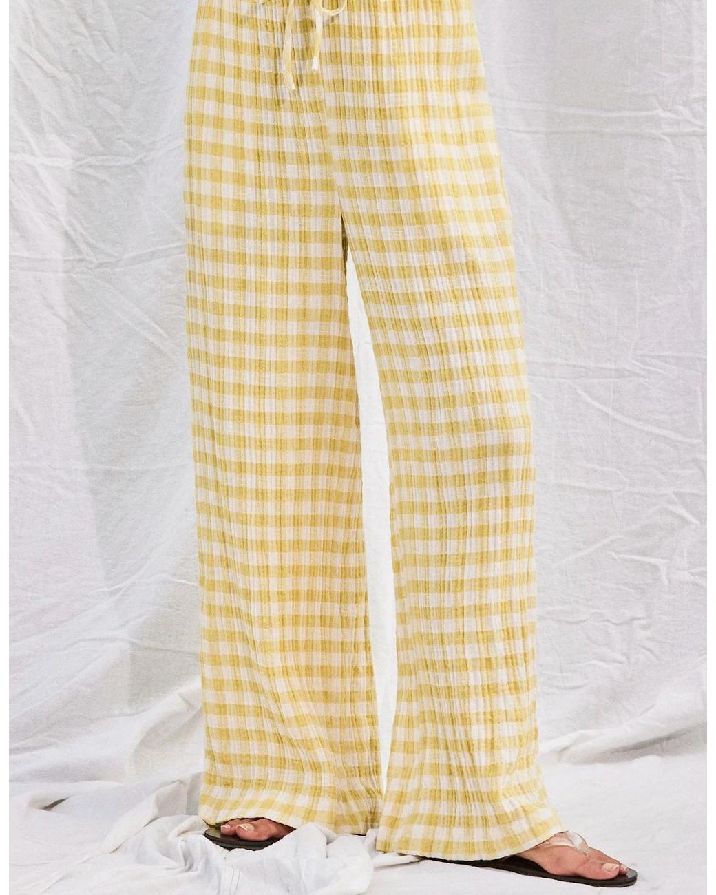 Ro&zo Yellow Lemon- Check Cheesecloth Trousers