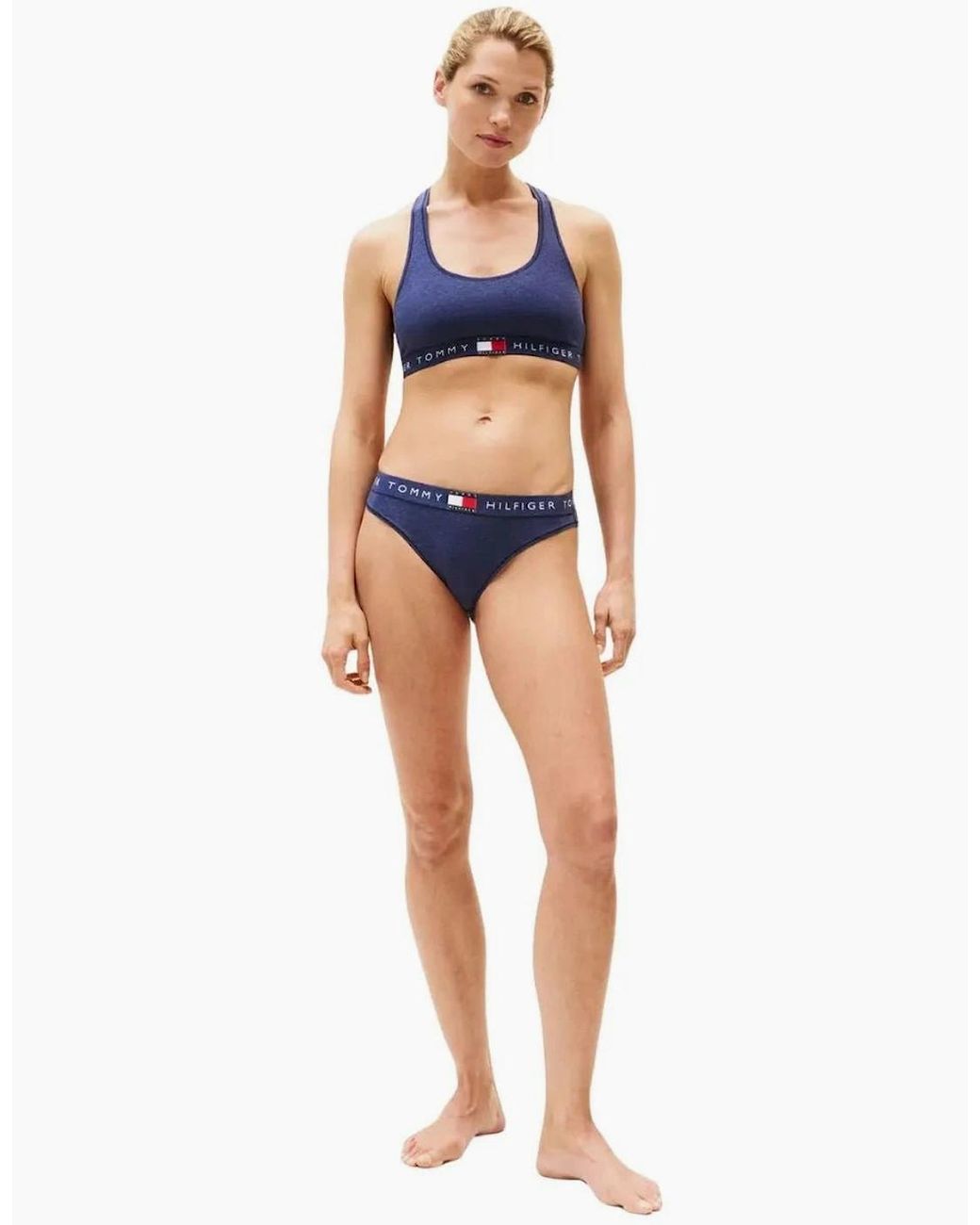 Tommy Hilfiger Blue Heritage Logo Racerback Bralette, Heather