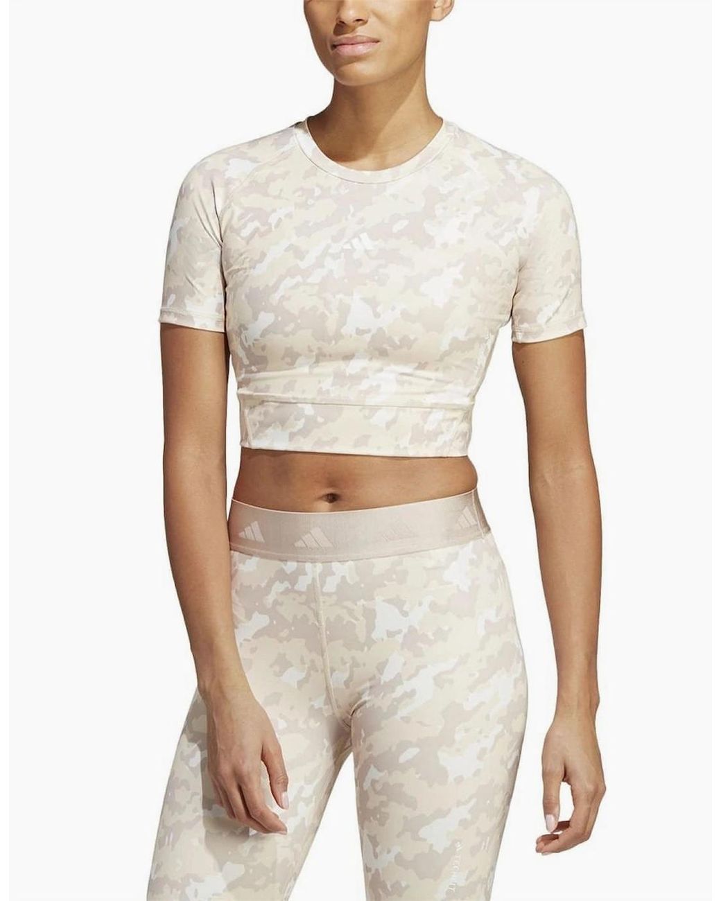 Adidas White Techfit Camo Print Training T-Shirt