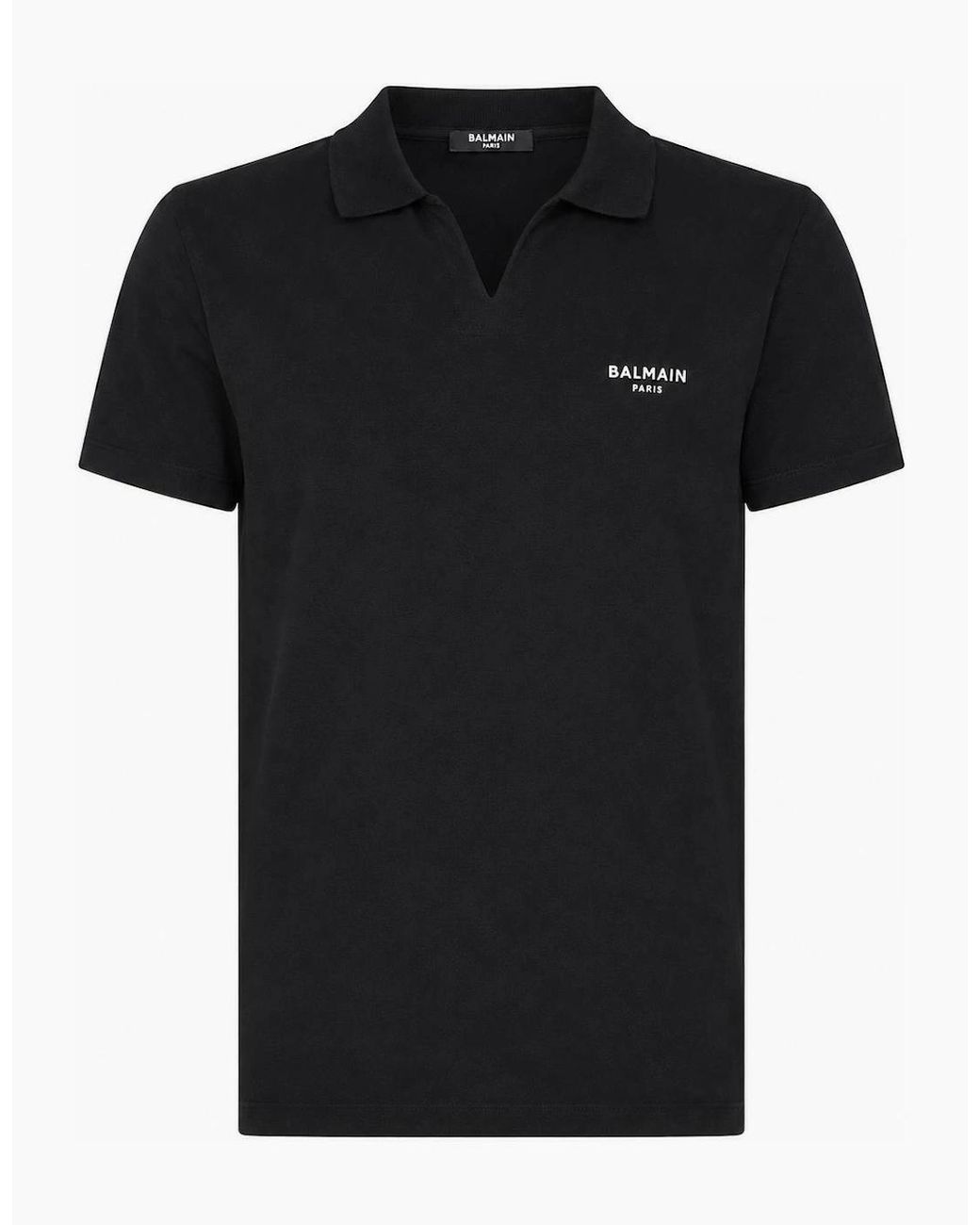 Balmain Black Small Flock Logo Polo Shirt for men