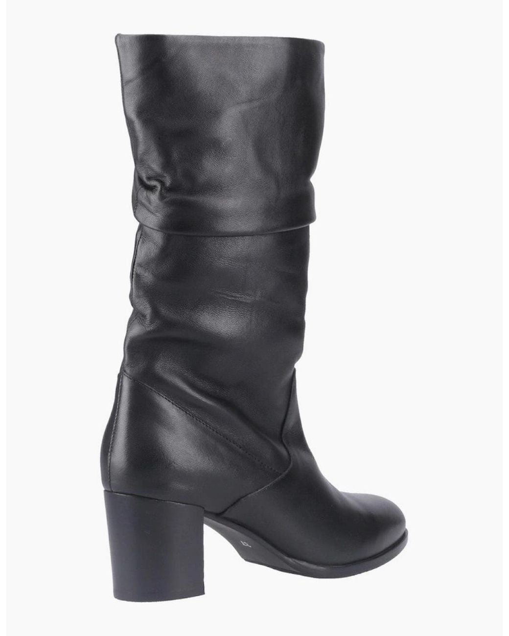 Hush Puppies Black Cosima Lthr Ruched Boot Tall Boots
