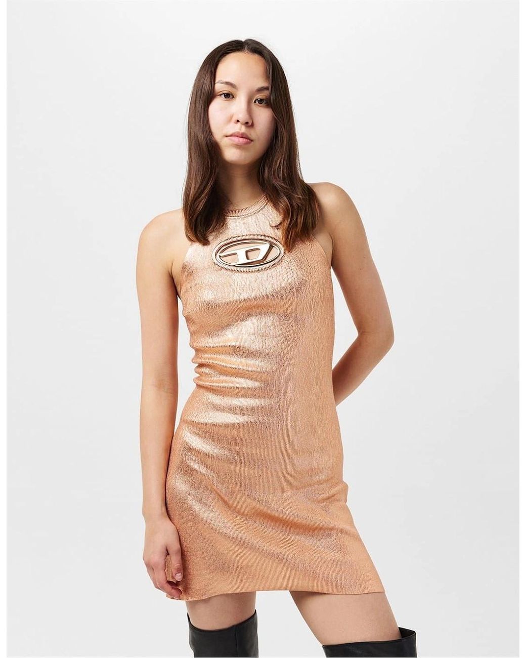 DIESEL Natural Sleeveless Mini Slim Fit Bodycon Dress