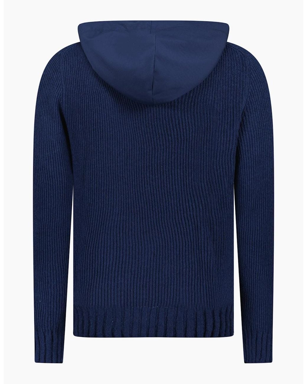 Gran Sasso Blue Ribbed Zip-Up Hoodie for men
