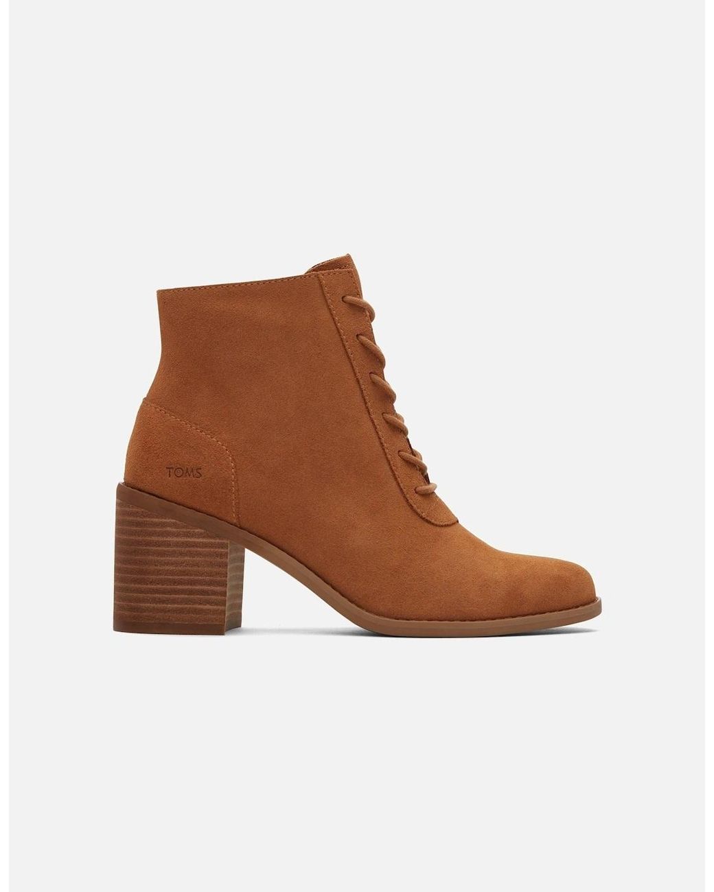 TOMS Brown Evelyn Leather Tan Heeled Ankle Boots