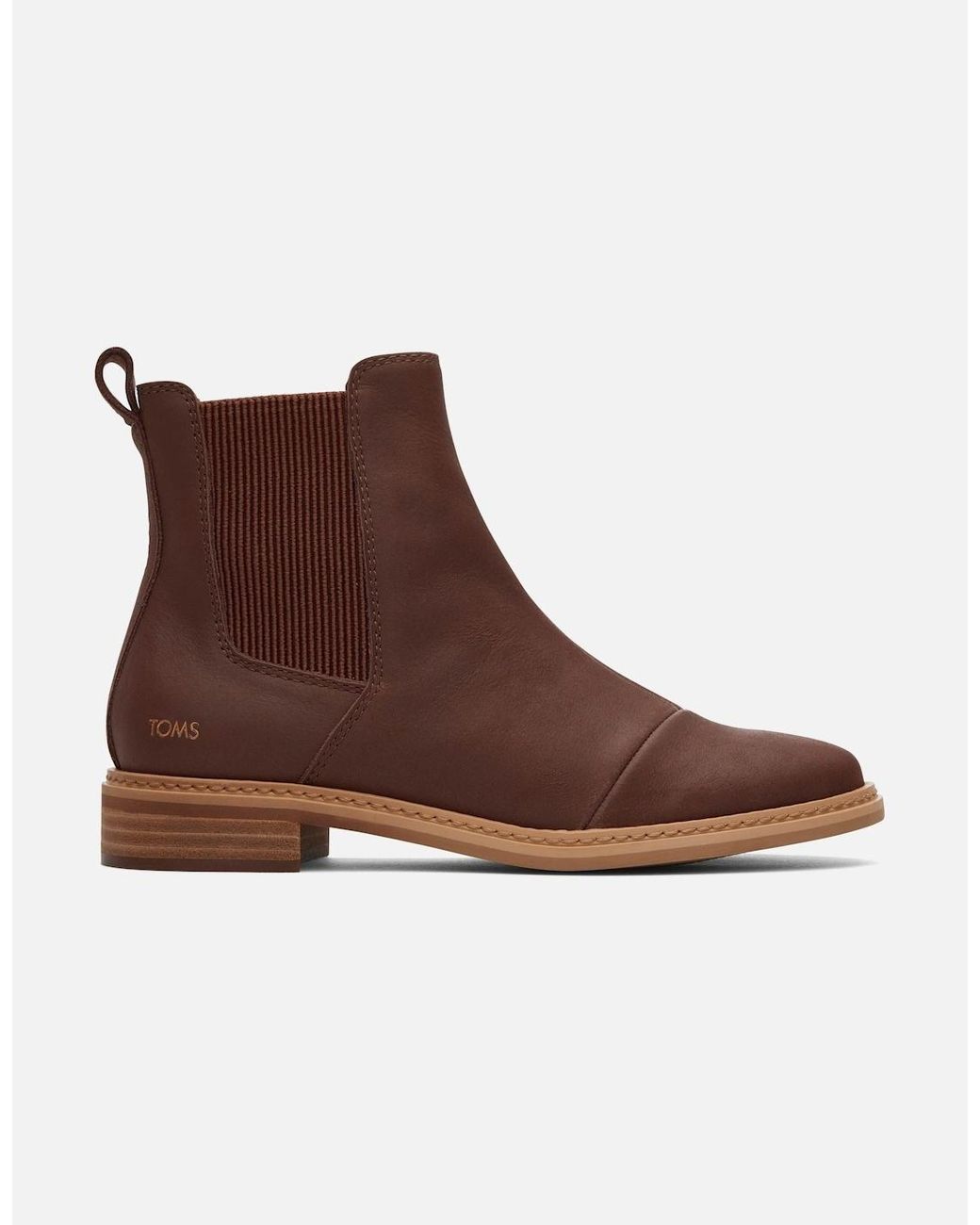 TOMS Brown Charlie Leather Chestnut Flat Chelsea Boots