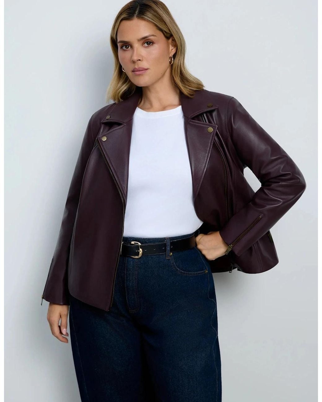 Live Unlimited London Blue Plum Leather Jacket