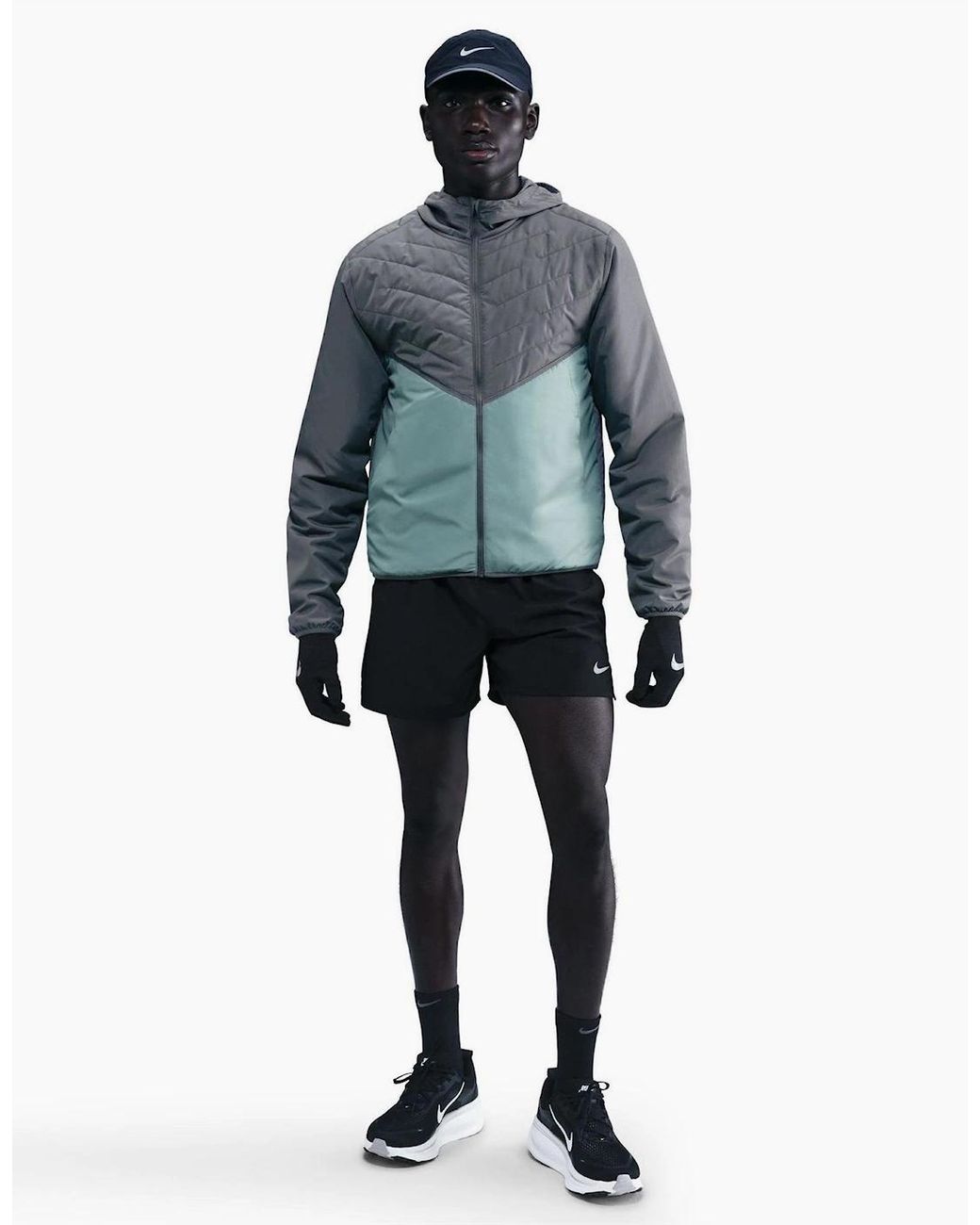 Nike Gray Sn54 Colour Block Zipped Pocket Puffer Jacket for men