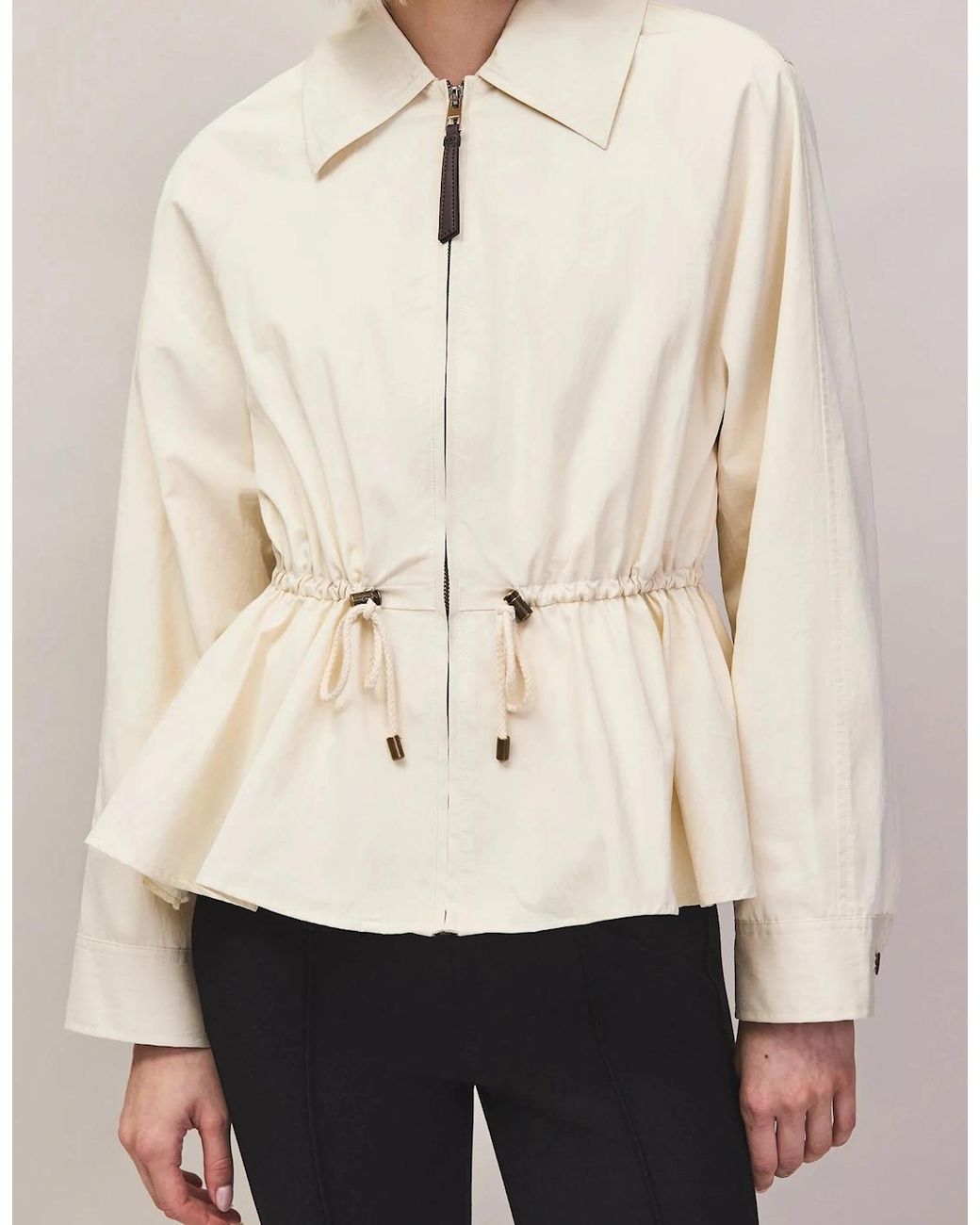 Ro&zo White Drawstring Waisted Water-Resistant Jacket