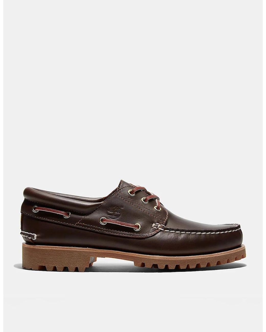 Timberland Brown Authentic Leather Boat Shoes for men