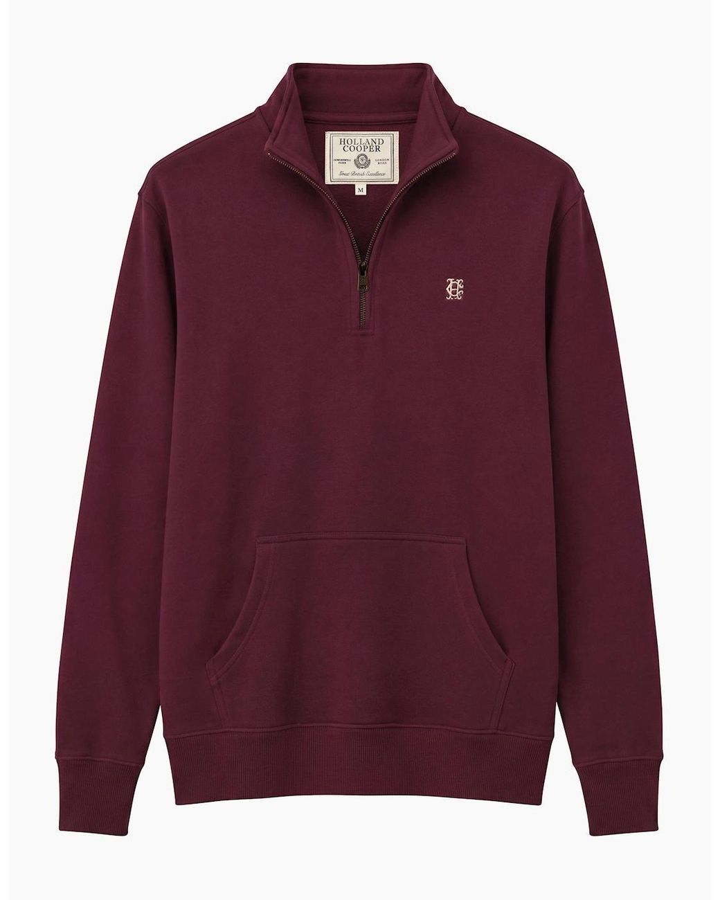 Holland Cooper Red Quarter Zip Sweatshirt Mulberry for men