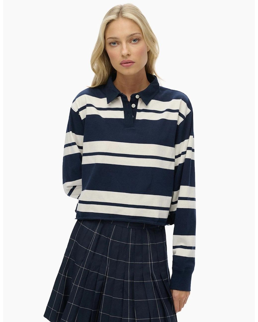 Superdry Blue Athletic Essentials Long Sleeve Polo Shirt