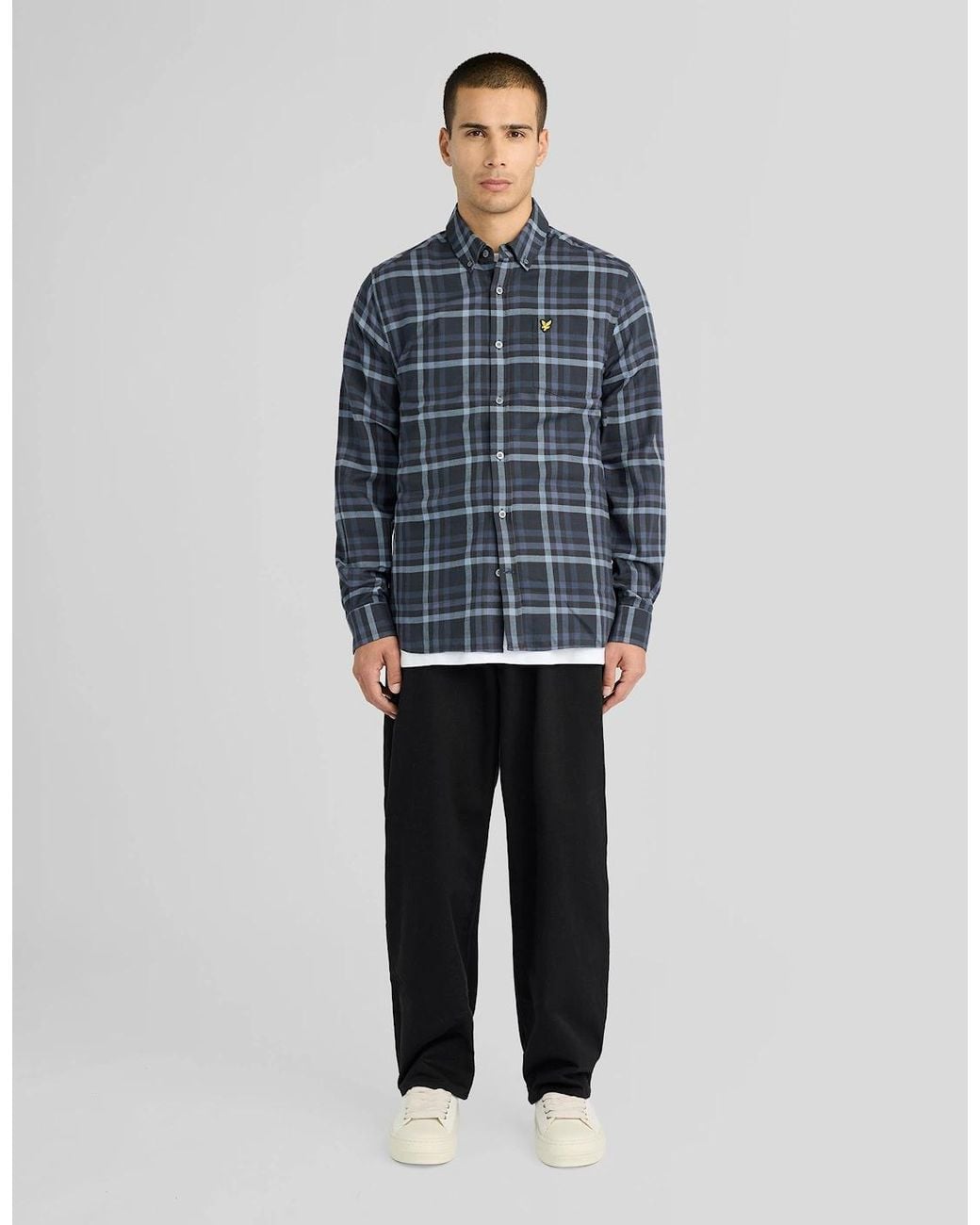 Lyle & Scott Blue Tonal Check Shirt for men