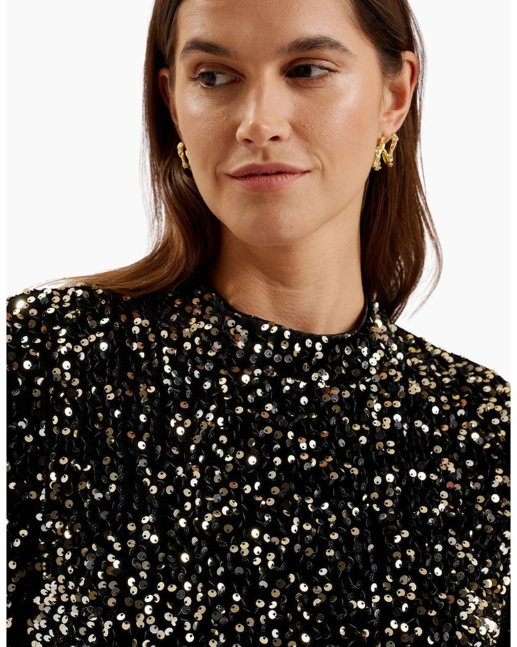 Ted Baker Black Audriyy Velvet Sequin Mini Dress
