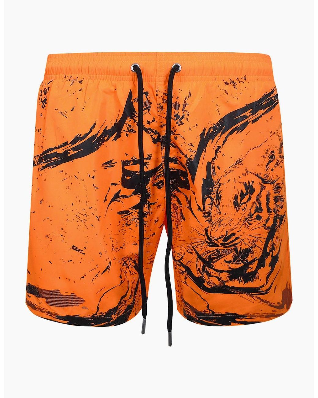 Philipp Plein Orange Plein Sport Water Tiger Logo Medium Boardshort Swim Shorts for men