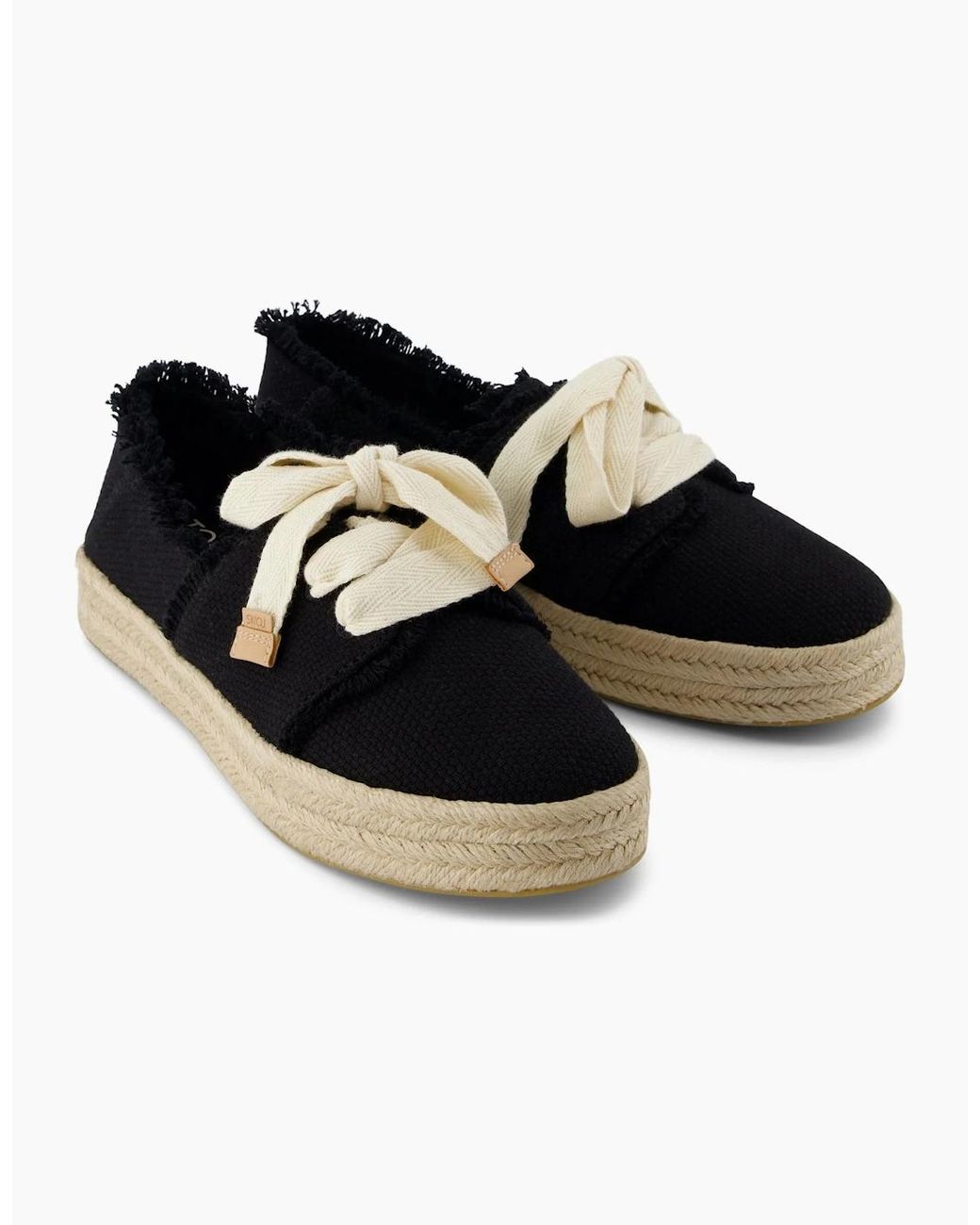 TOMS Black Carolina Lace Up Espadrille Shoes
