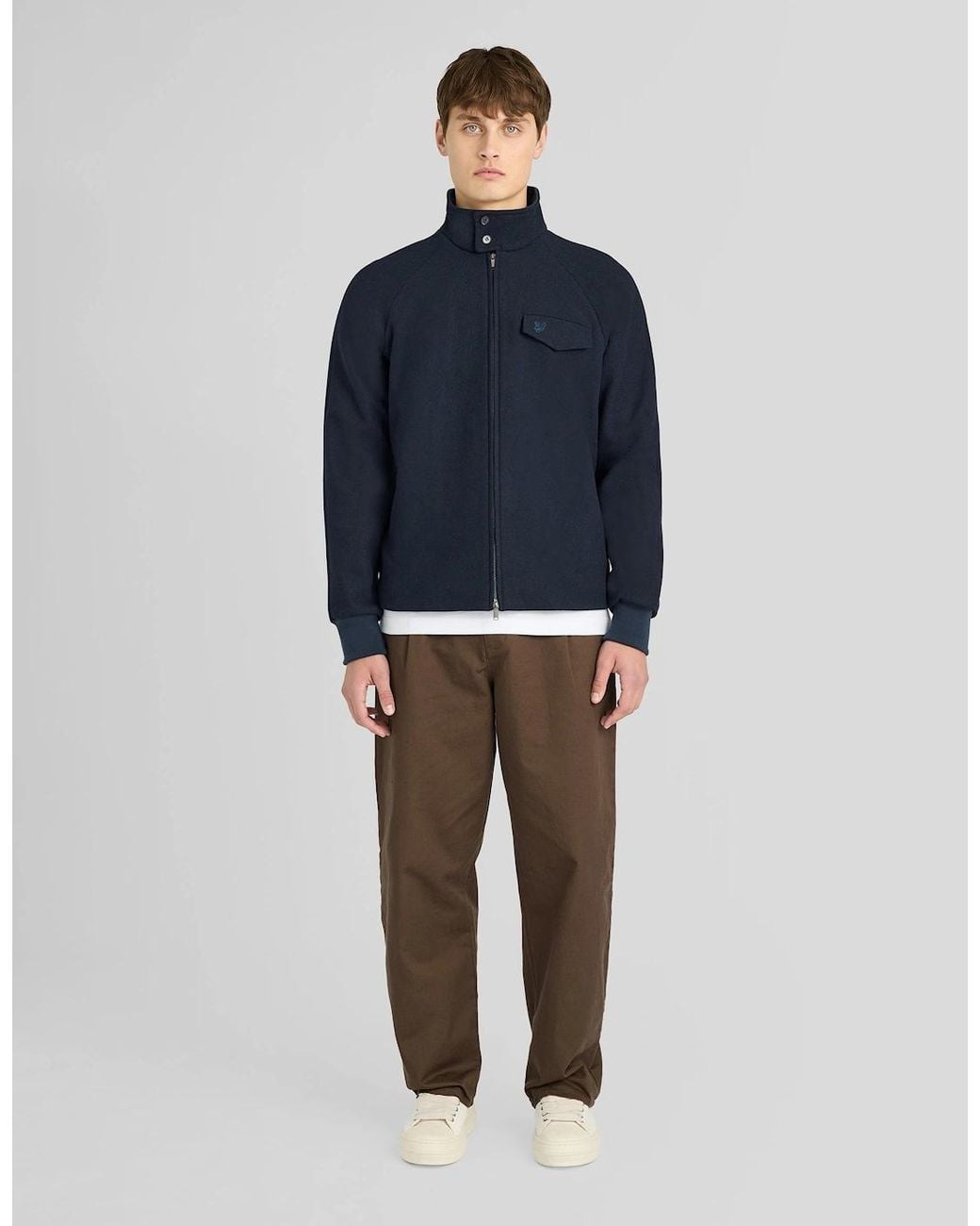 Lyle & Scott Blue Wool Harrington Jacket for men