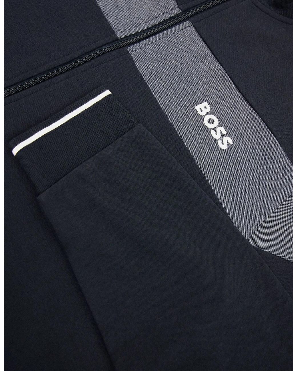 Boss Blue Contrast Insert Logo Tracksuit Jacket Dark 403 for men