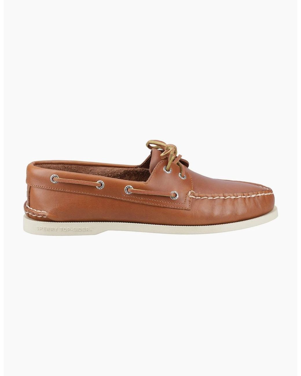 Sperry Top-Sider Brown Sperry Authentic 2 Eye Leather Tan Boat Shoes for men