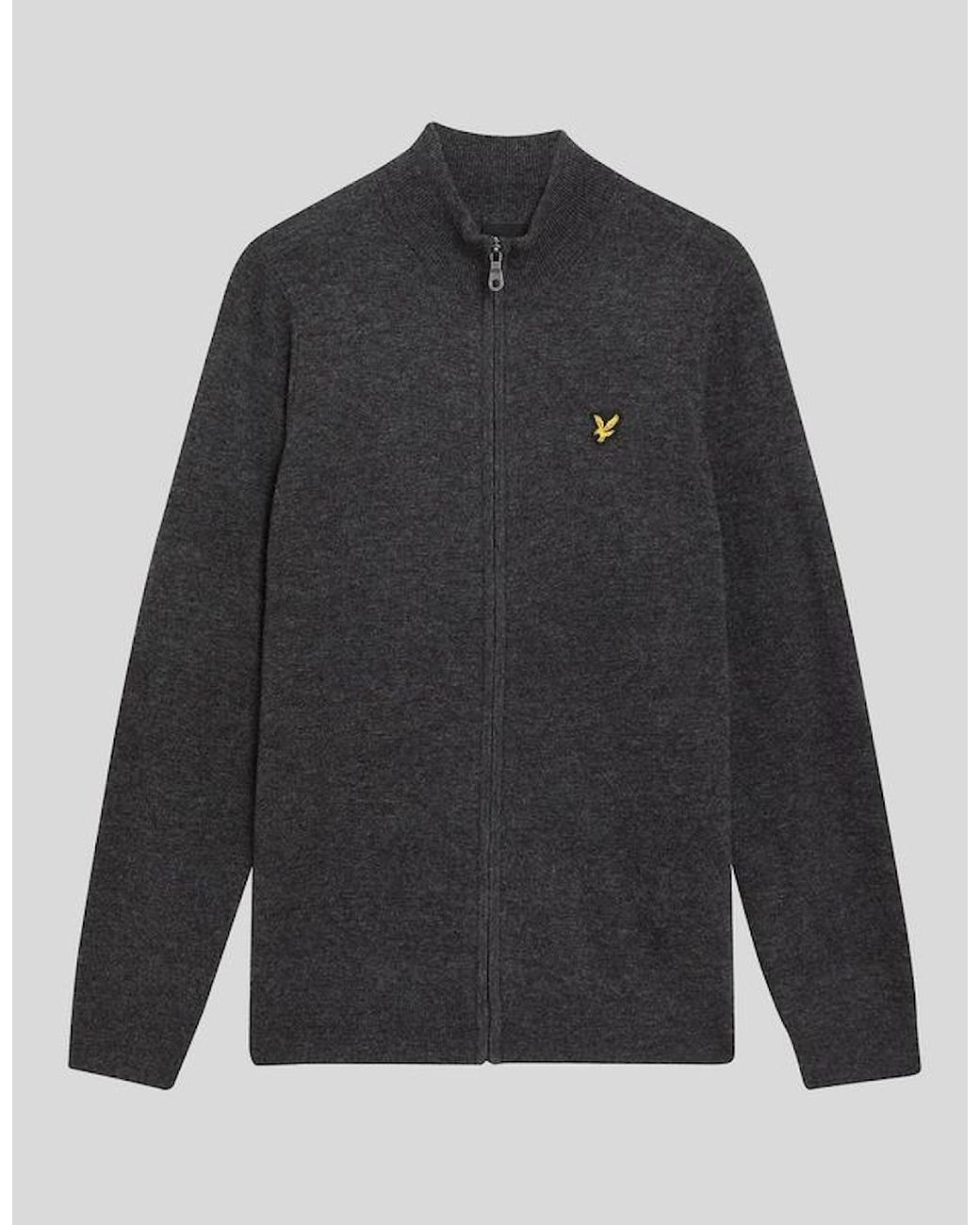Lyle & Scott Black Lambswool Blend Zip Cardigan for men