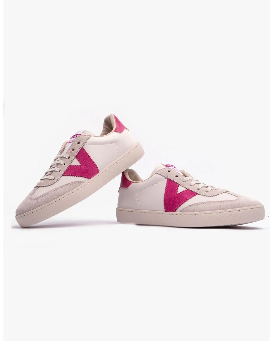 Victoria Pink Berlin Faux Leather & Split Trainers Fucsia