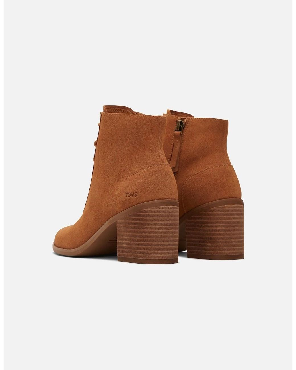 TOMS Brown Evelyn Leather Tan Heeled Ankle Boots