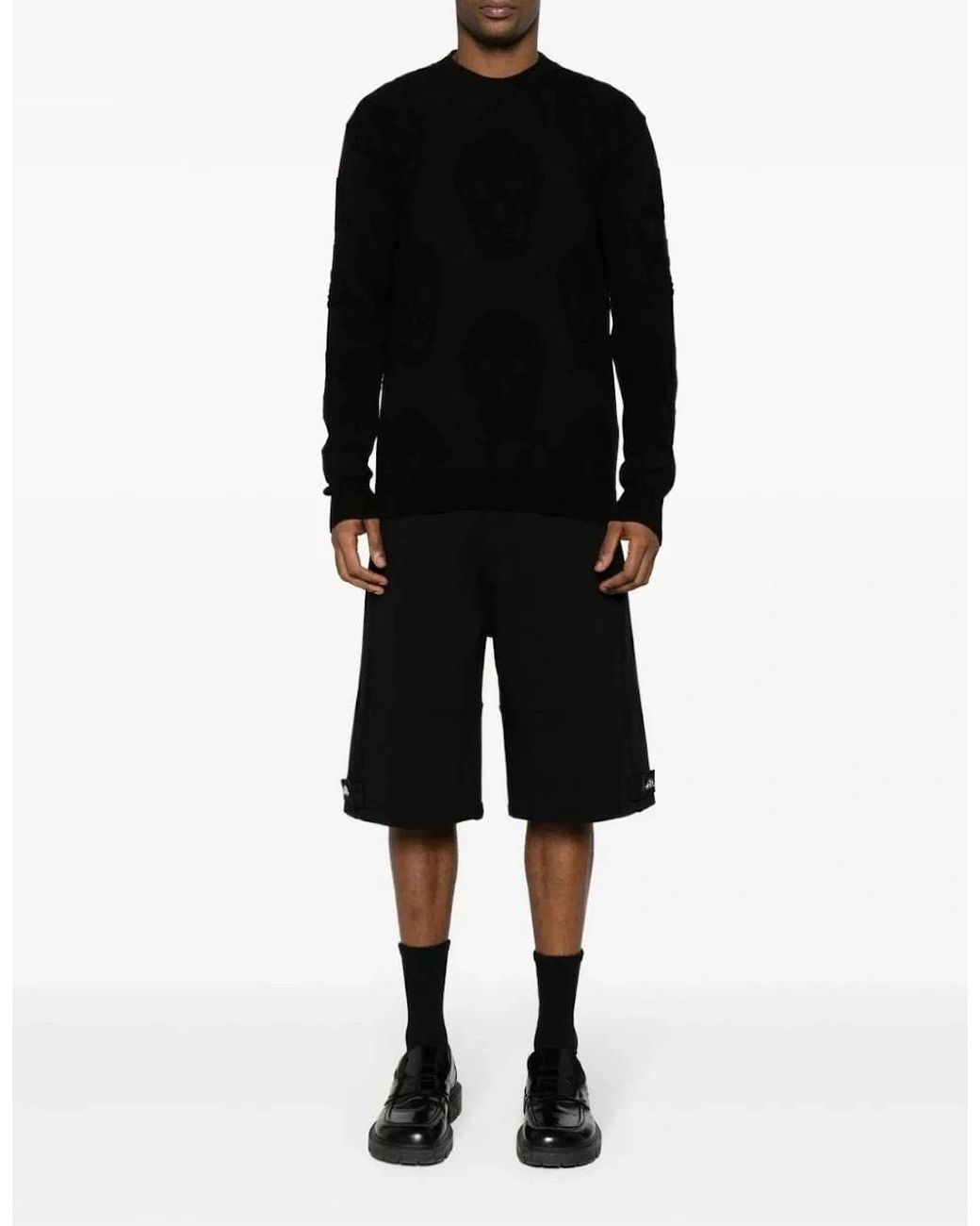 McQueen Black Seal Logo Jersey Shorts for men