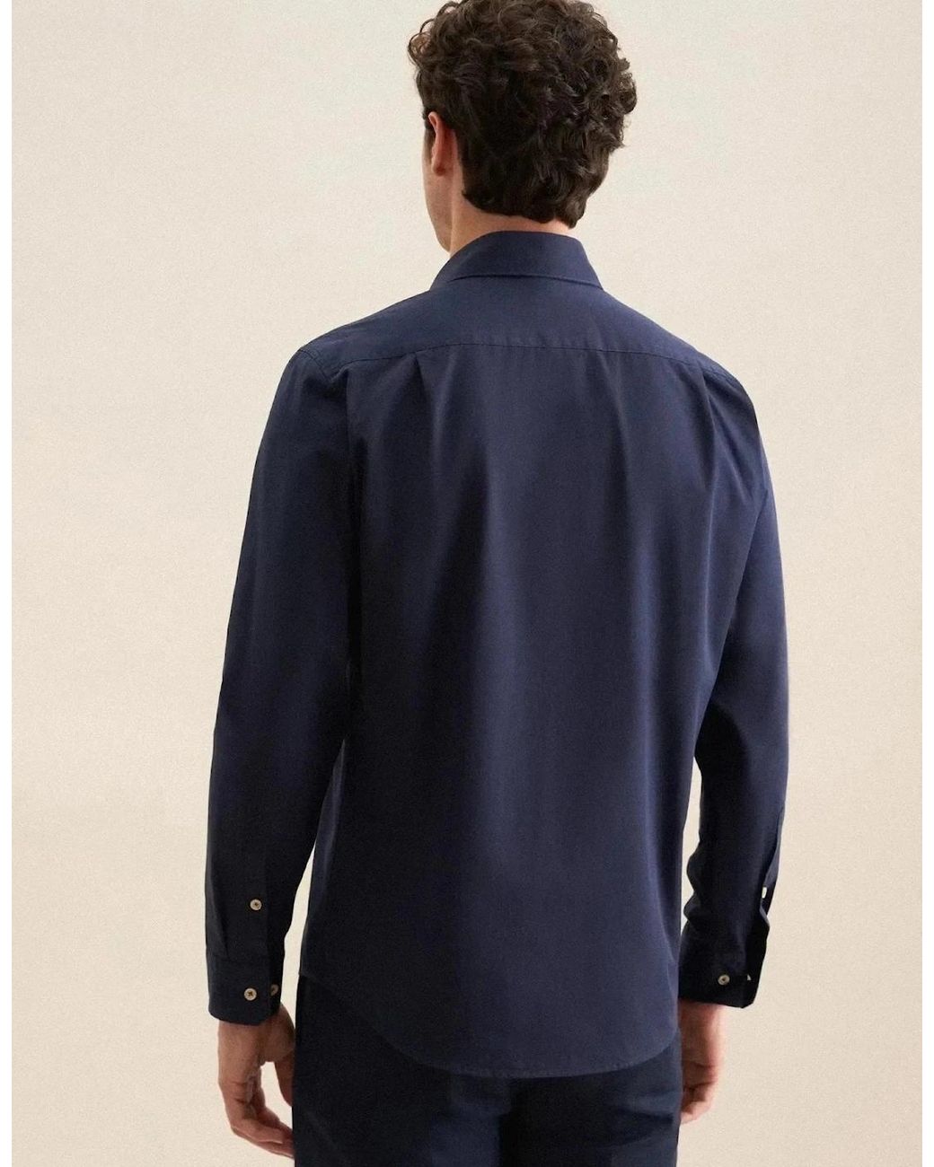 Seidensticker Blue Regular Fit Spread Kent Casual Shirt Dark for men